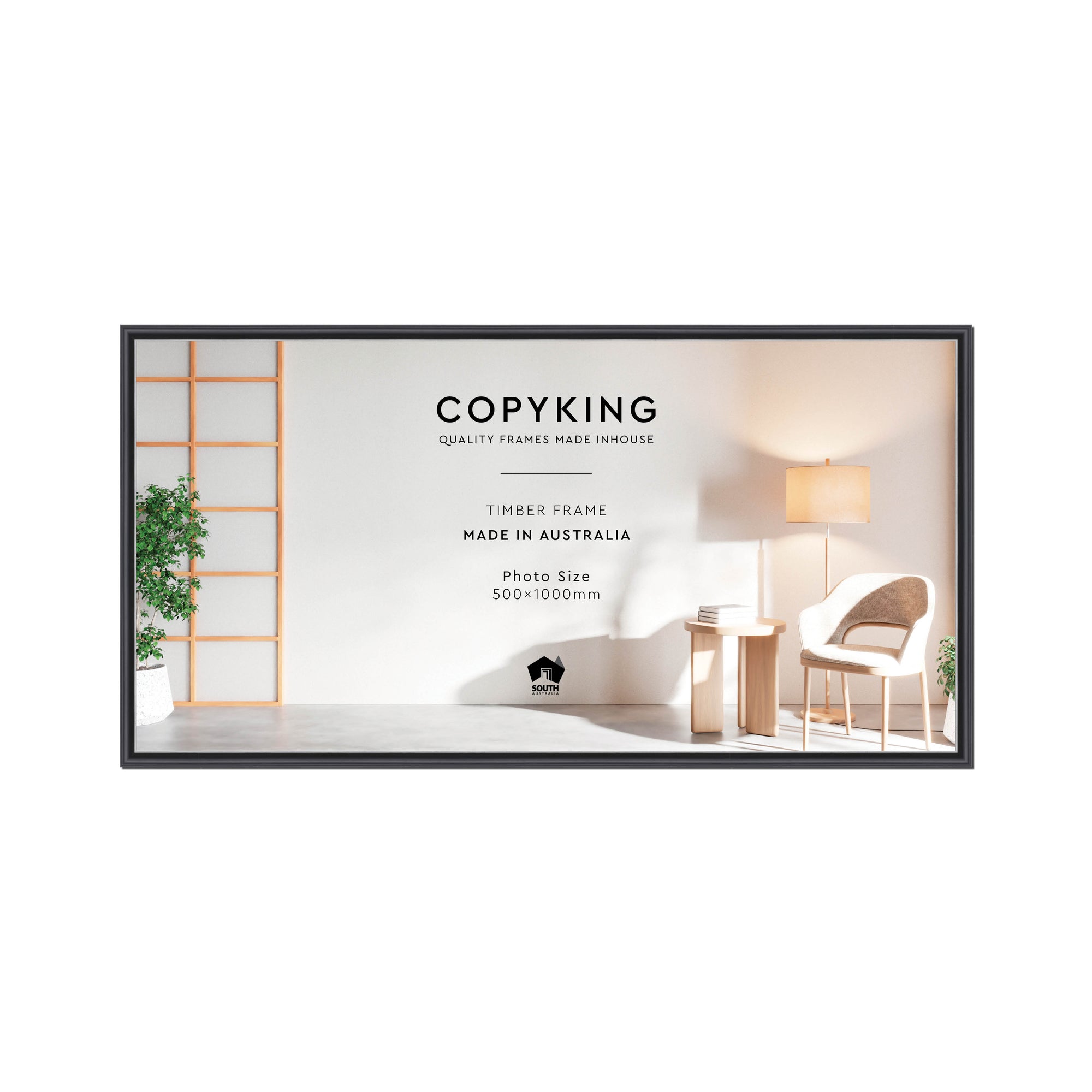 Black/Silver 20mm Wood Panoramic Photo Frame - 50cm x 100cm
