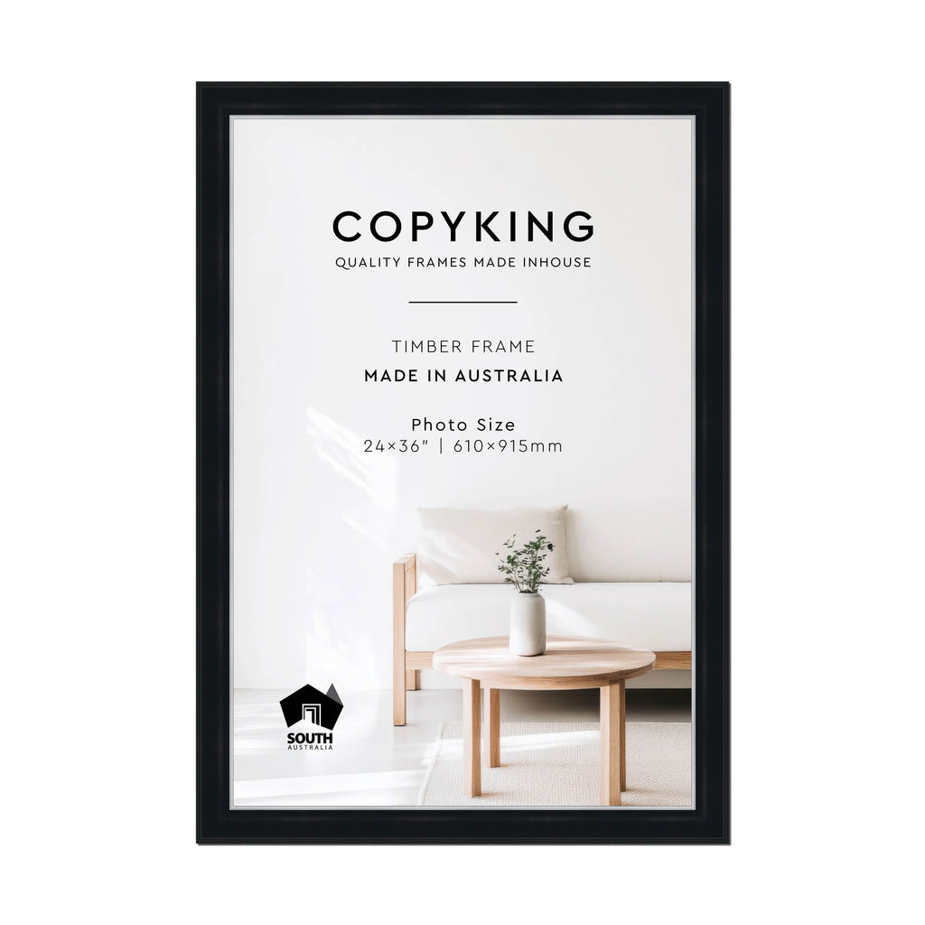 Black/Silver 50mm Wood Photo Frame - 24" x 36" (610mm x 915mm)