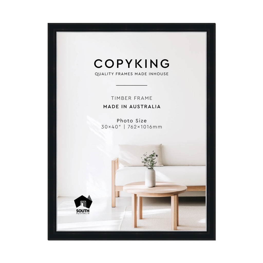 Black/Silver 50mm Wood Photo Frame - 30" x 40" (762mm x 1016mm)
