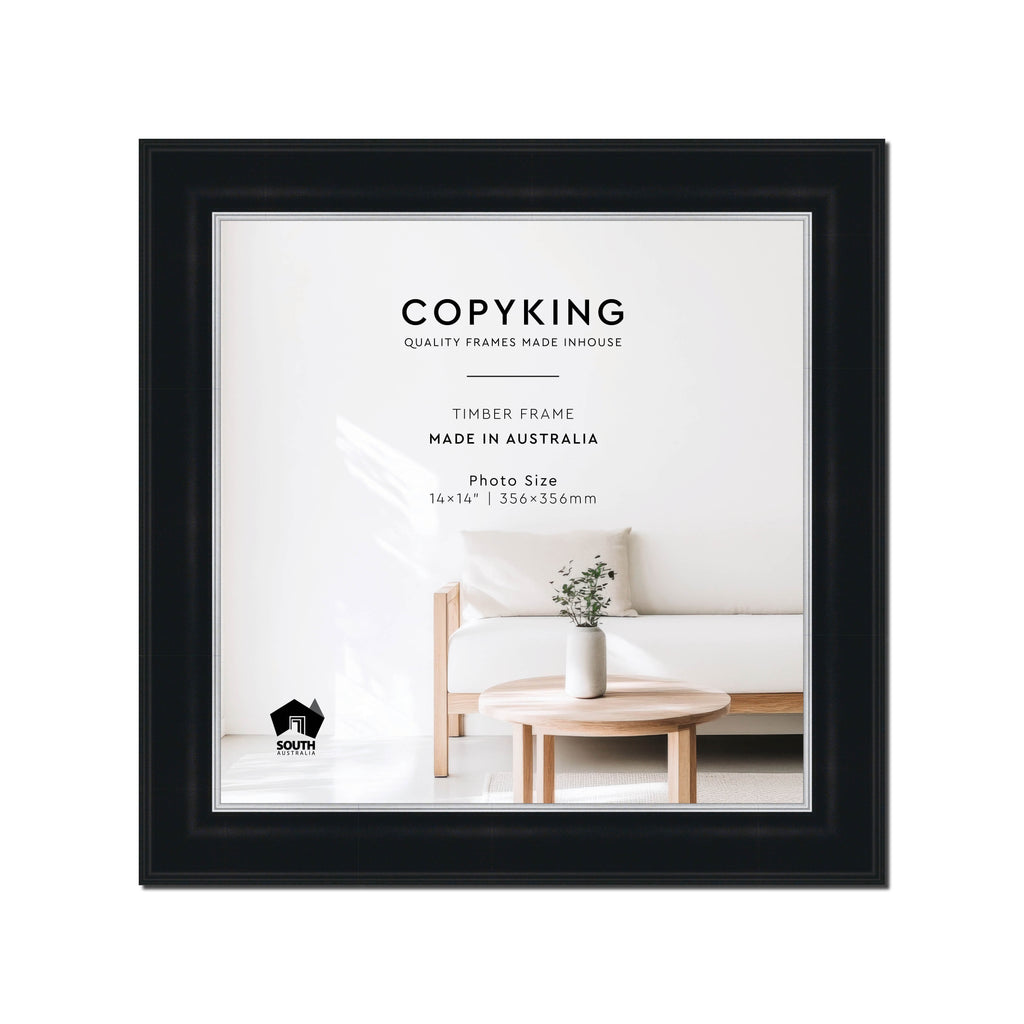 Black/Silver 50mm Wood Square Photo Frame - 14" x 14" (356mm x 356mm)
