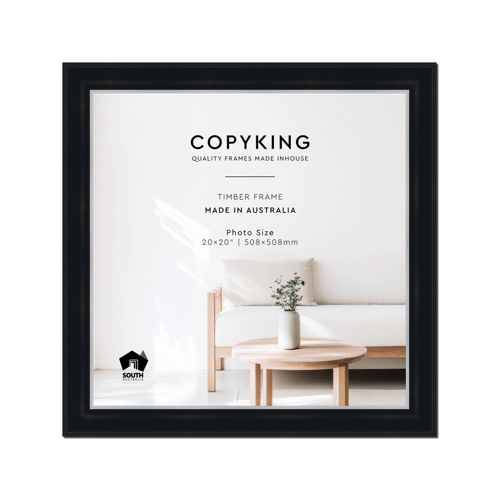 Black/Silver 50mm Wood Square Photo Frame - 20" x 20" (508mm x 508mm)