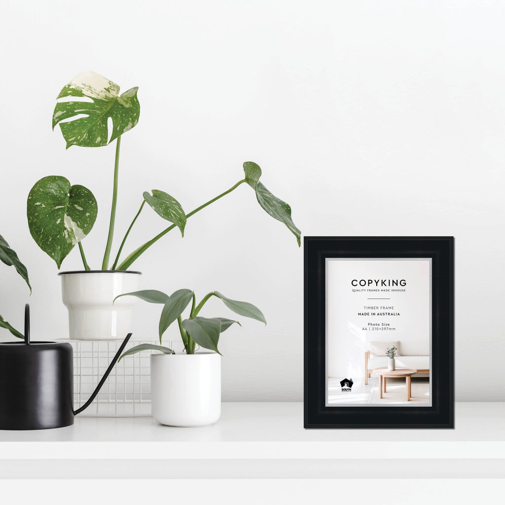 Black/Silver 50mm Wood Poster Frame - A4 (210mm x 297mm)