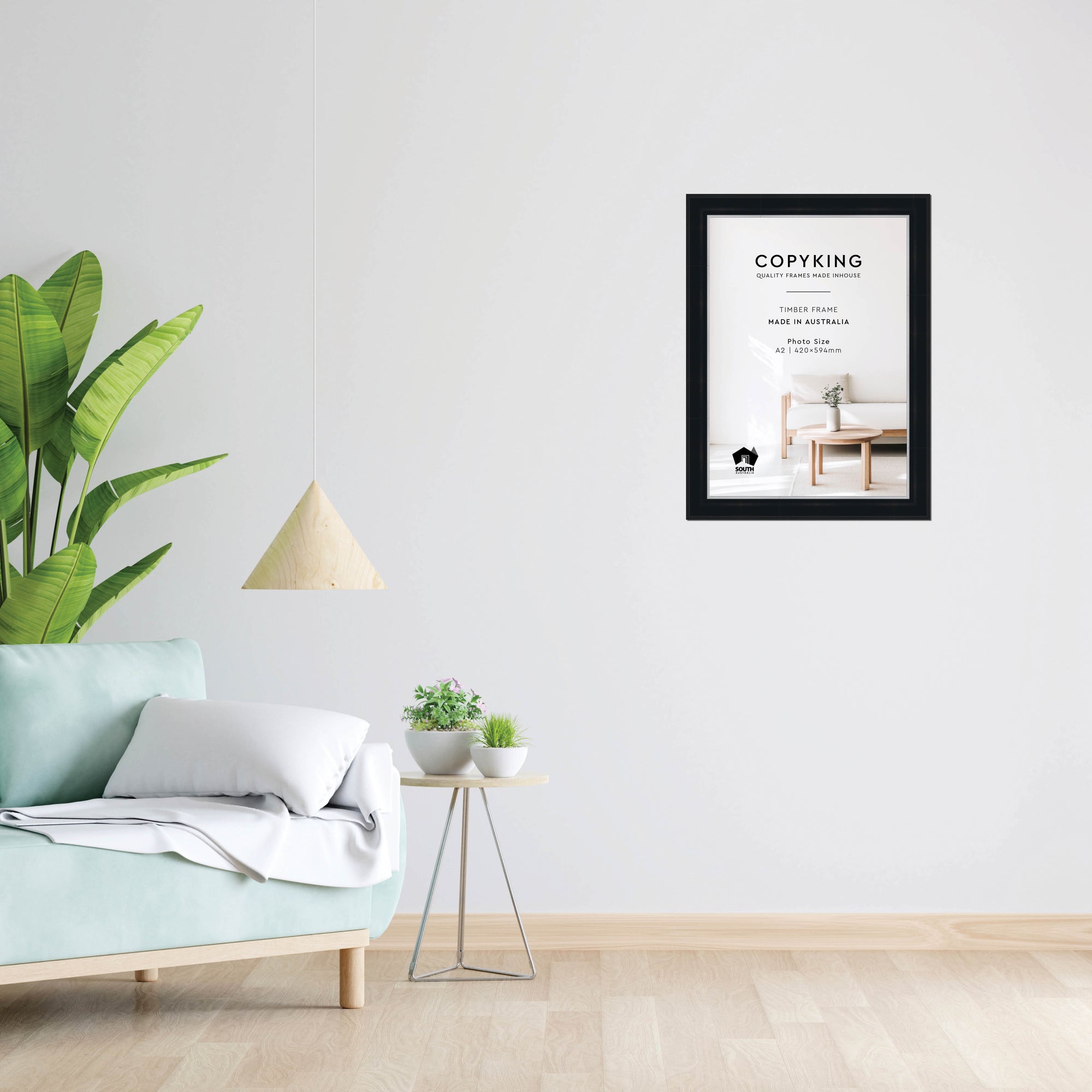 Black/Silver 50mm Wood Poster Frame - A2 (420mm x 594mm)