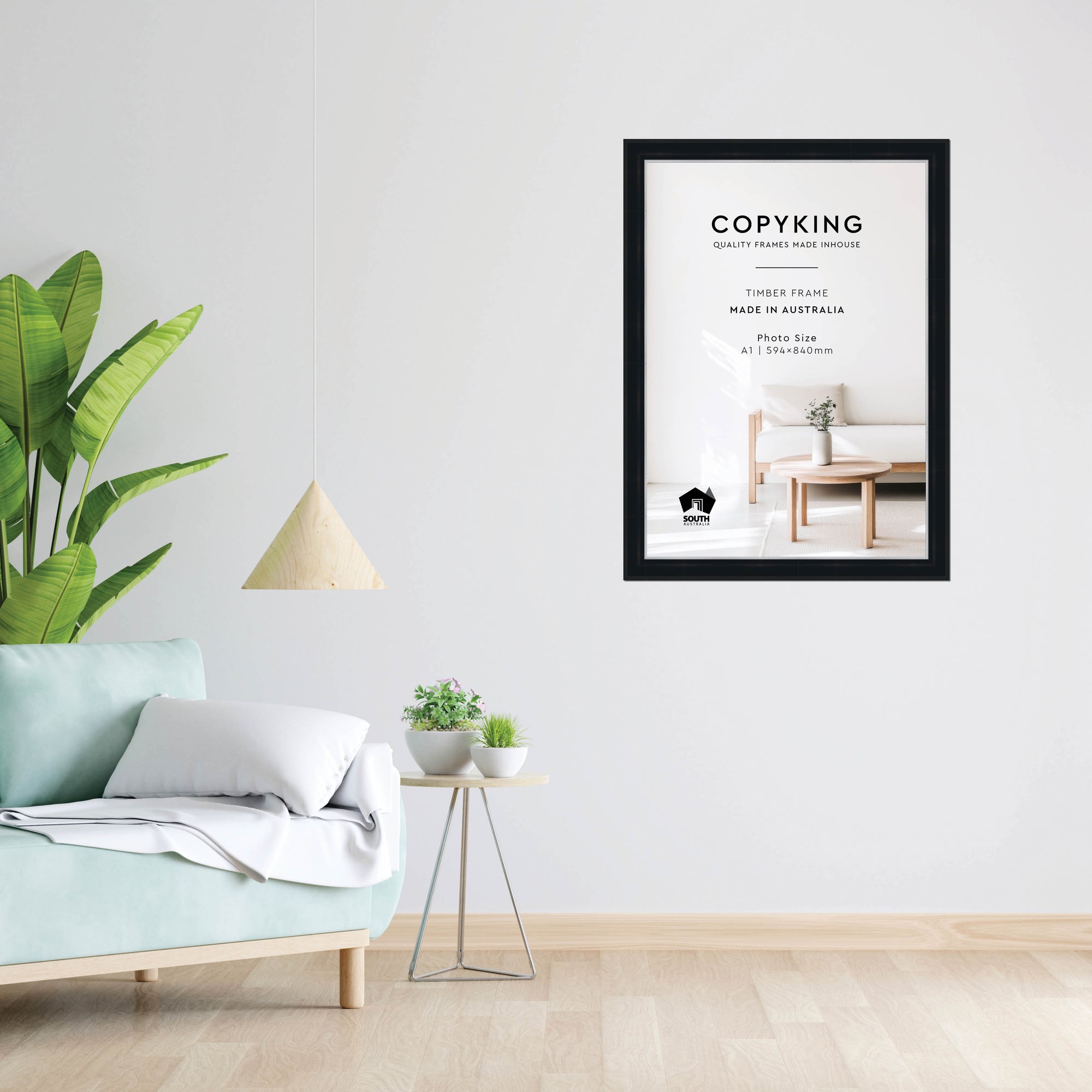 Black/Silver 50mm Wood Poster Frame - A1 (594mm x 840mm)