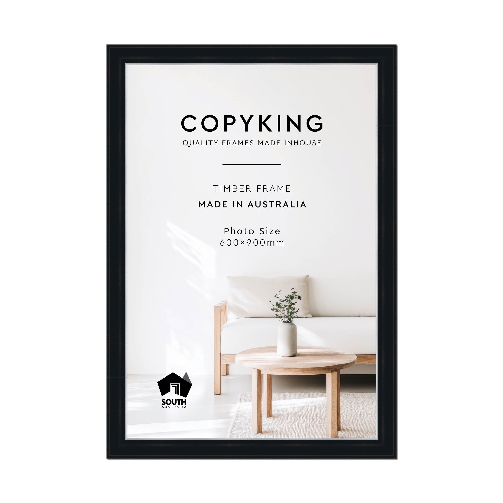Black/Silver 50mm Wood Poster Frame - 60cm x 90cm
