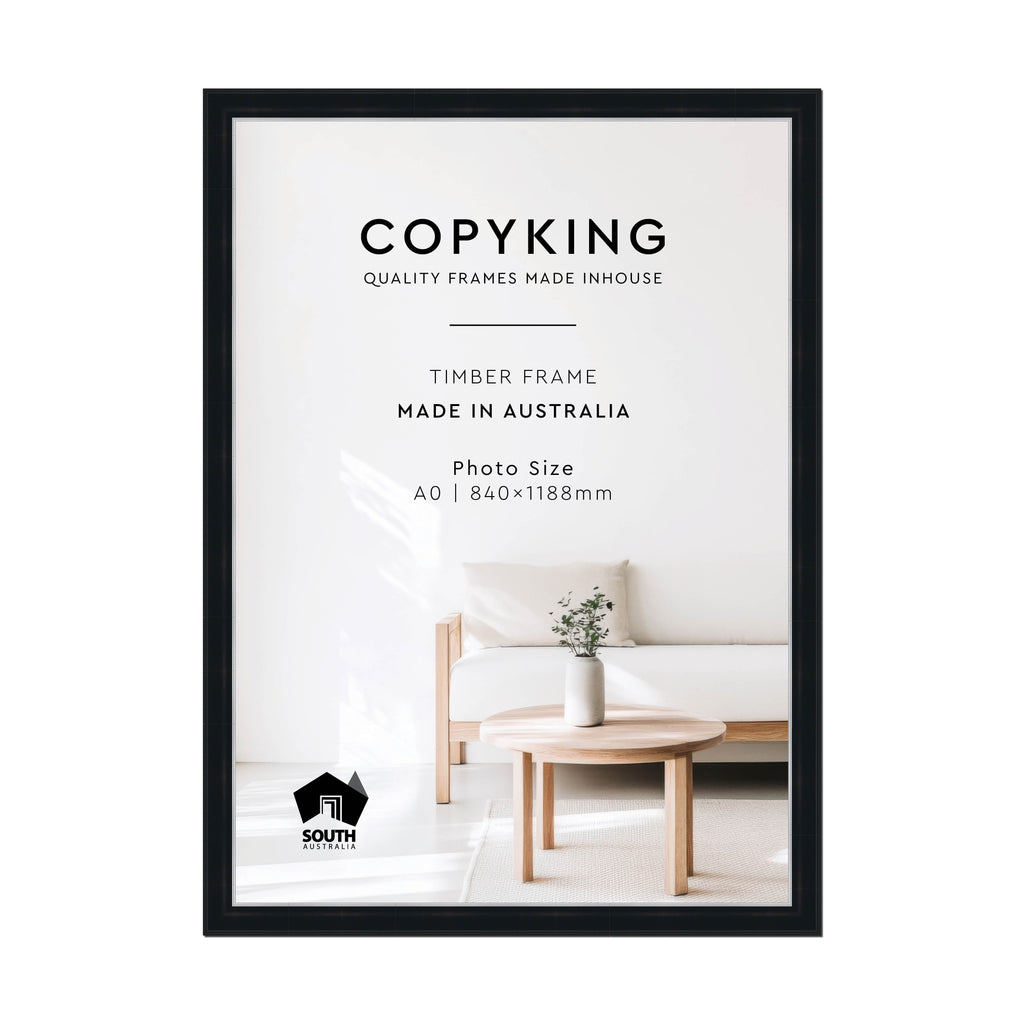 Black/Silver 50mm Wood Poster Frame - A0 (840mm x 1188mm)