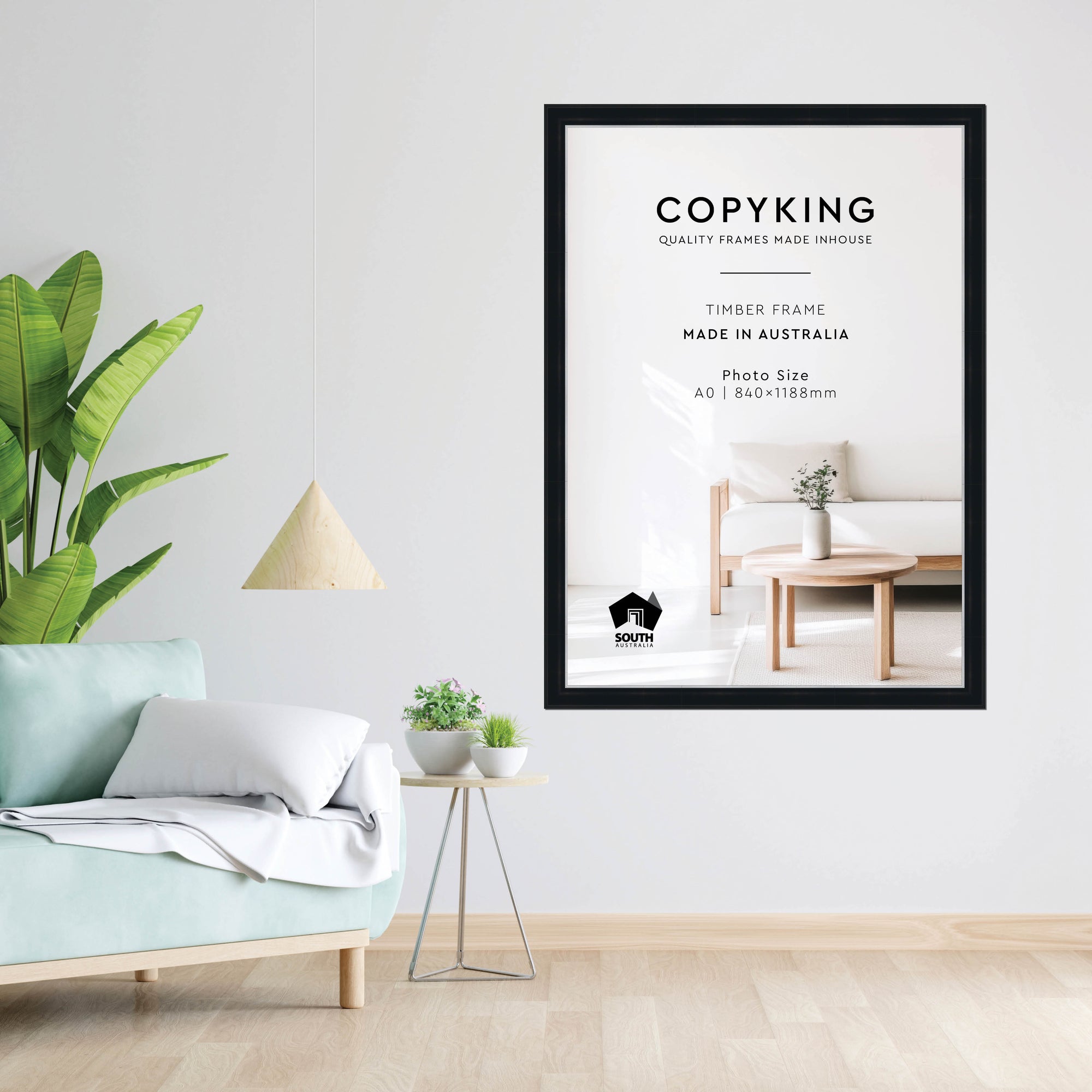 Black/Silver 50mm Wood Poster Frame - A0 (840mm x 1188mm)