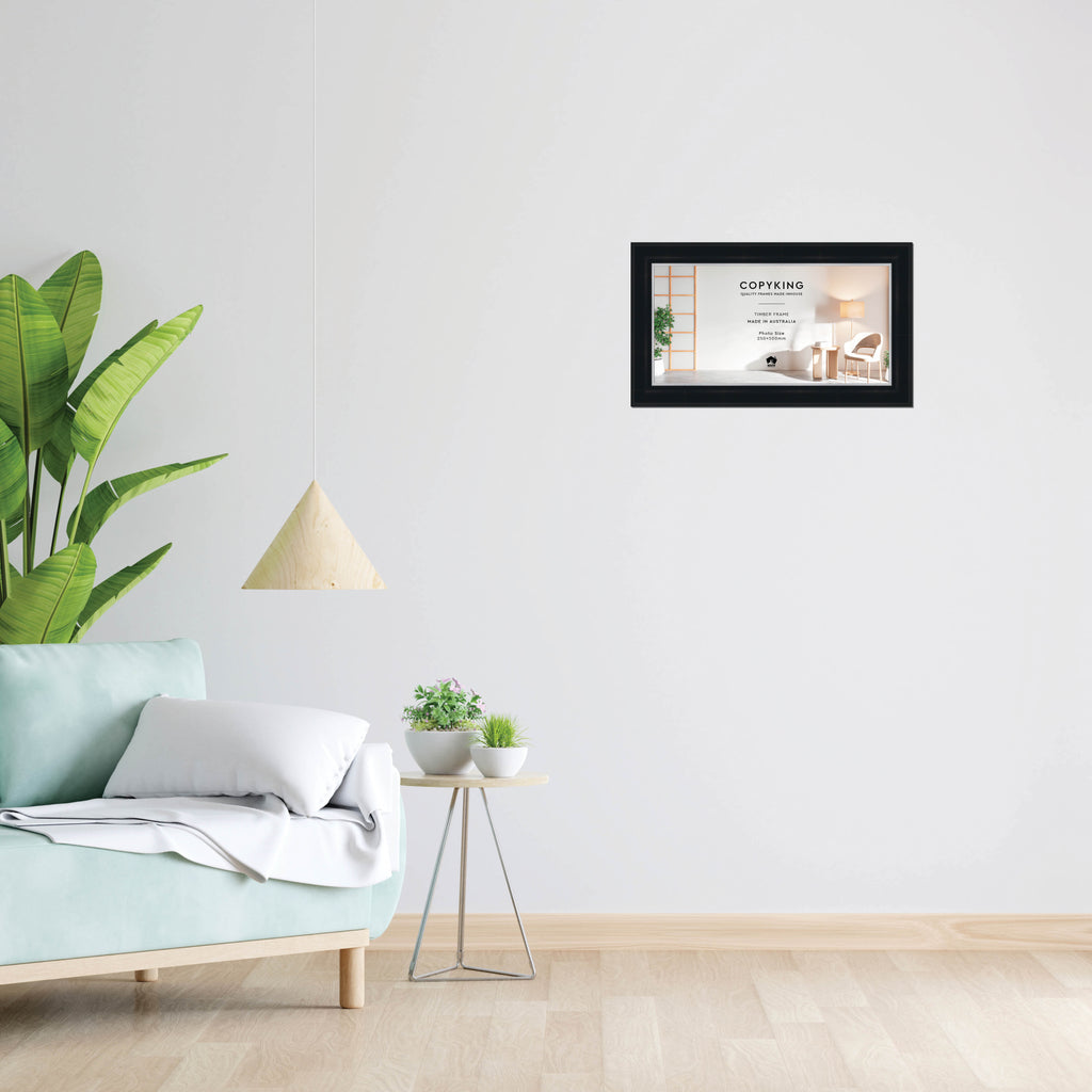 Black/Silver 50mm Wood Panoramic Photo Frame - 25cm x 50cm