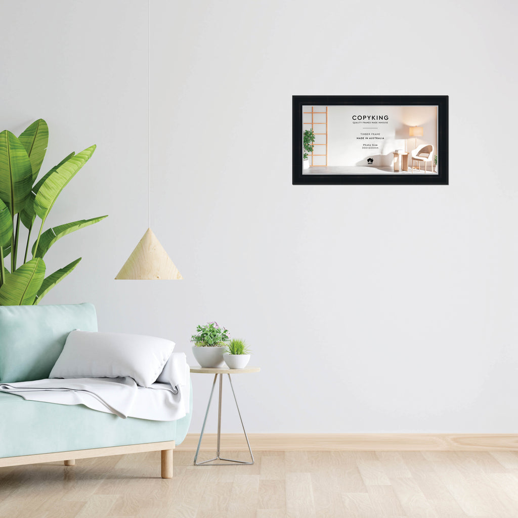 Black/Silver 50mm Wood Panoramic Photo Frame - 30cm x 60cm