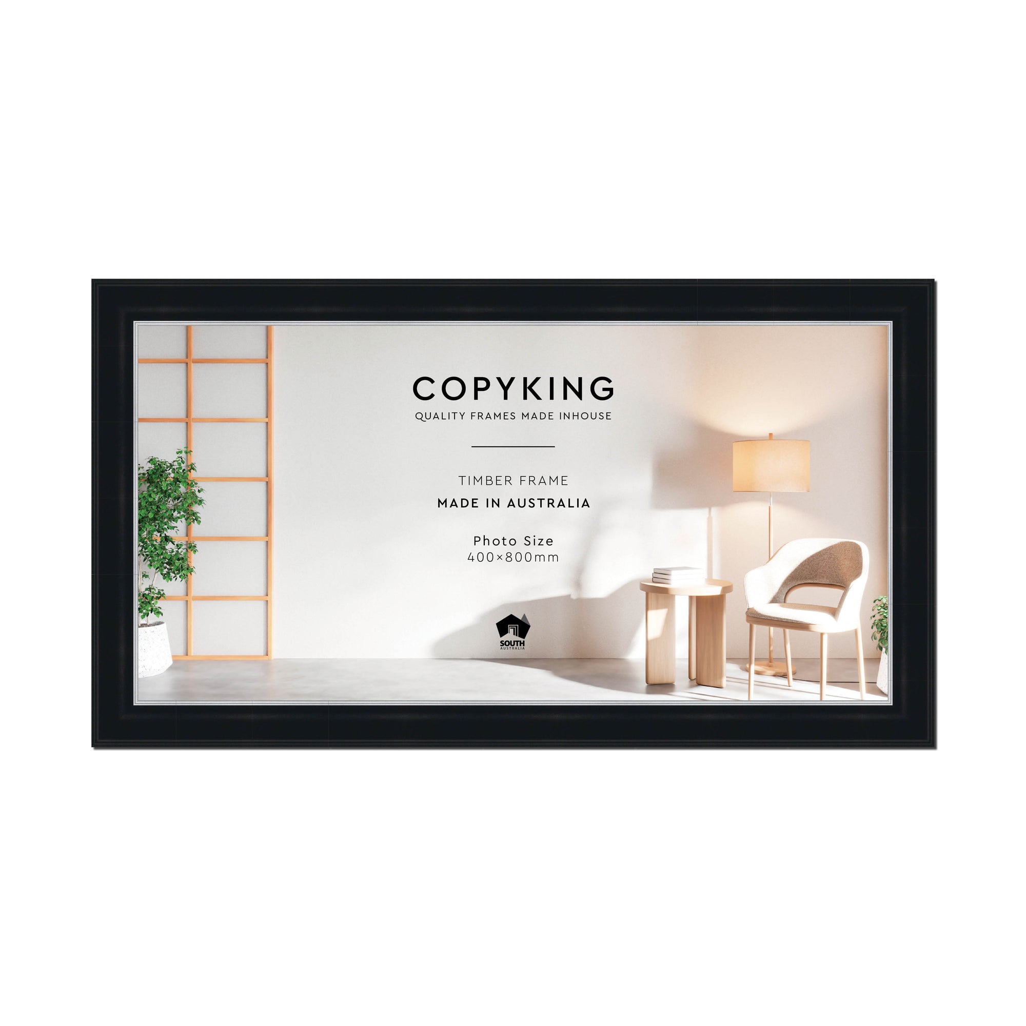Black/Silver 50mm Wood Panoramic Photo Frame - 40cm x 80cm