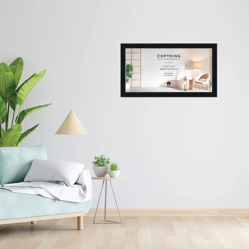 Black/Silver 50mm Wood Panoramic Photo Frame - 40cm x 80cm