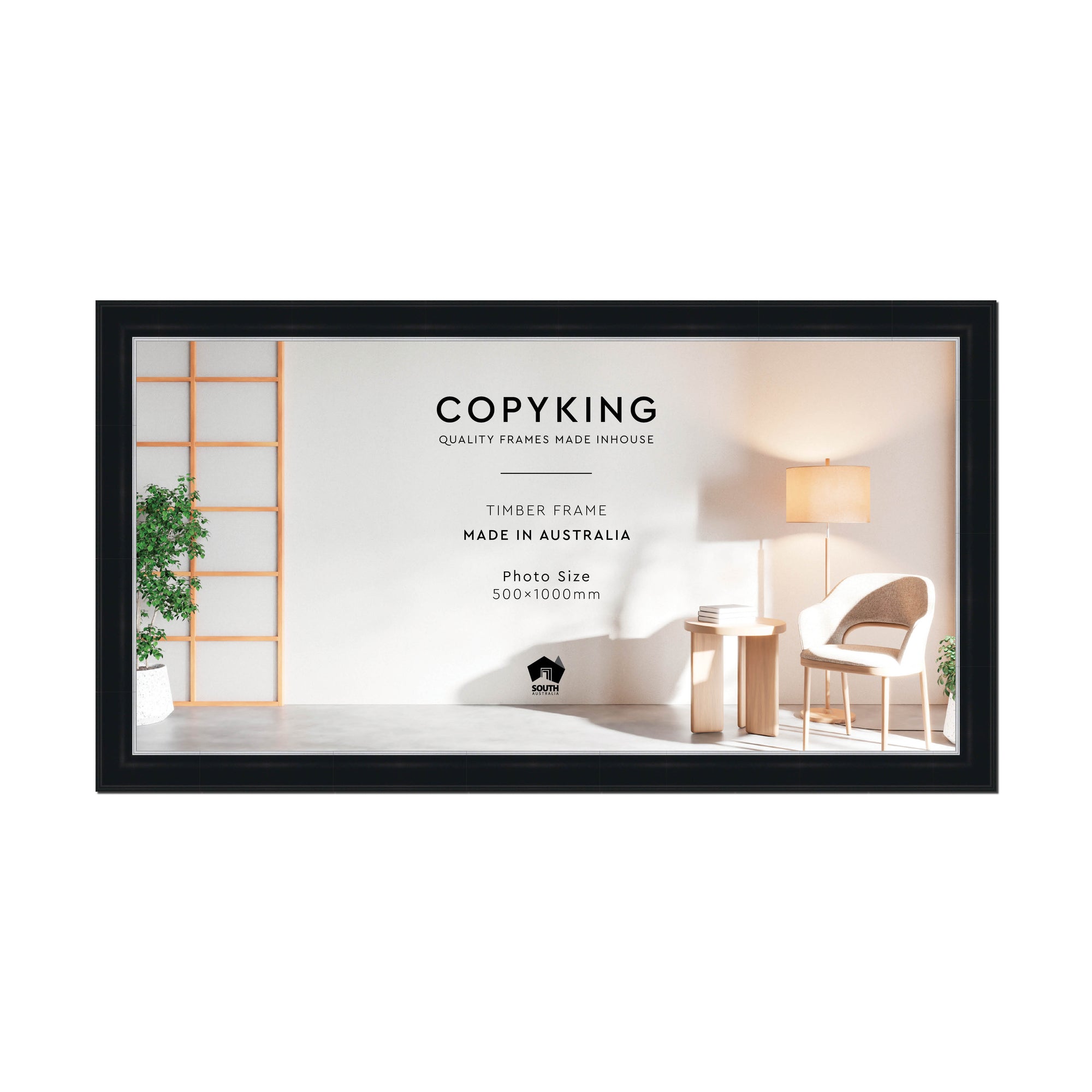 Black/Silver 50mm Wood Panoramic Photo Frame - 50cm x 100cm