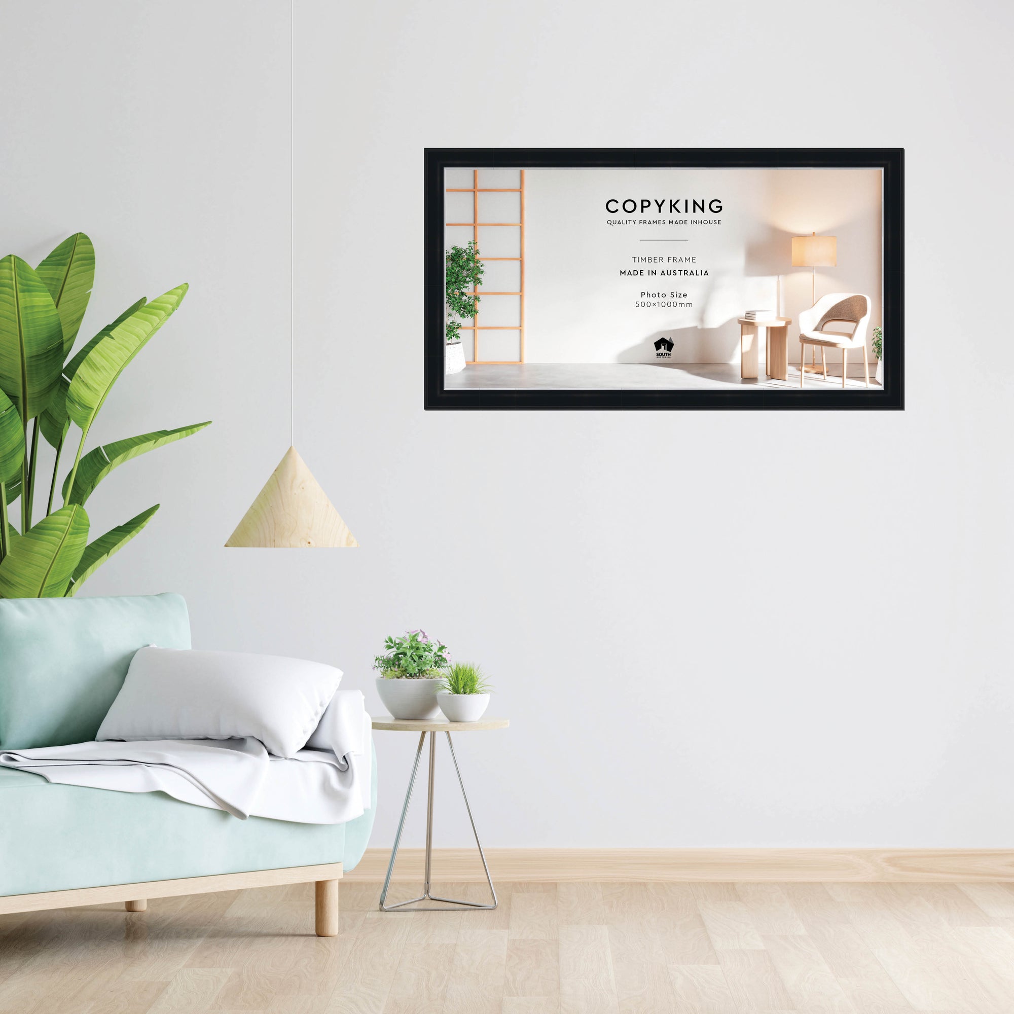 Black/Silver 50mm Wood Panoramic Photo Frame - 50cm x 100cm