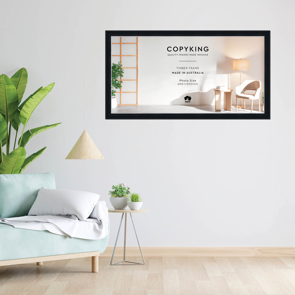 Black/Silver 50mm Wood Panoramic Photo Frame - 60cm x 120cm