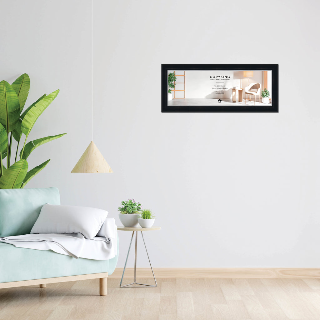 Black/Silver 50mm Wood Panoramic Photo Frame - 25cm x 75cm