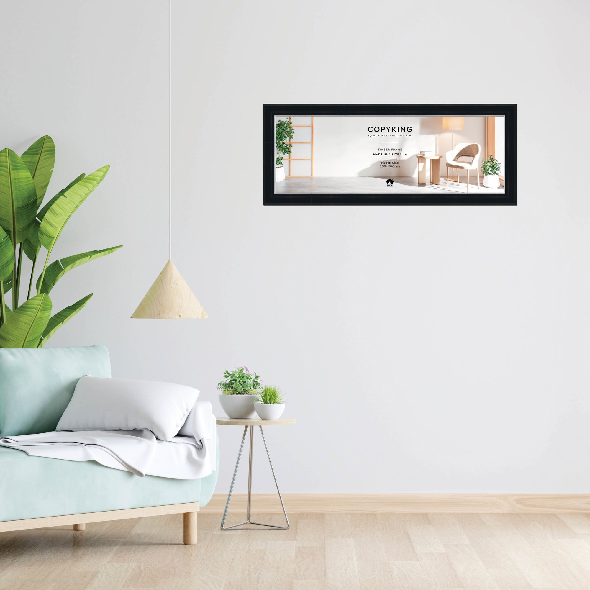 Black/Silver 50mm Wood Panoramic Photo Frame - 30cm x 90cm