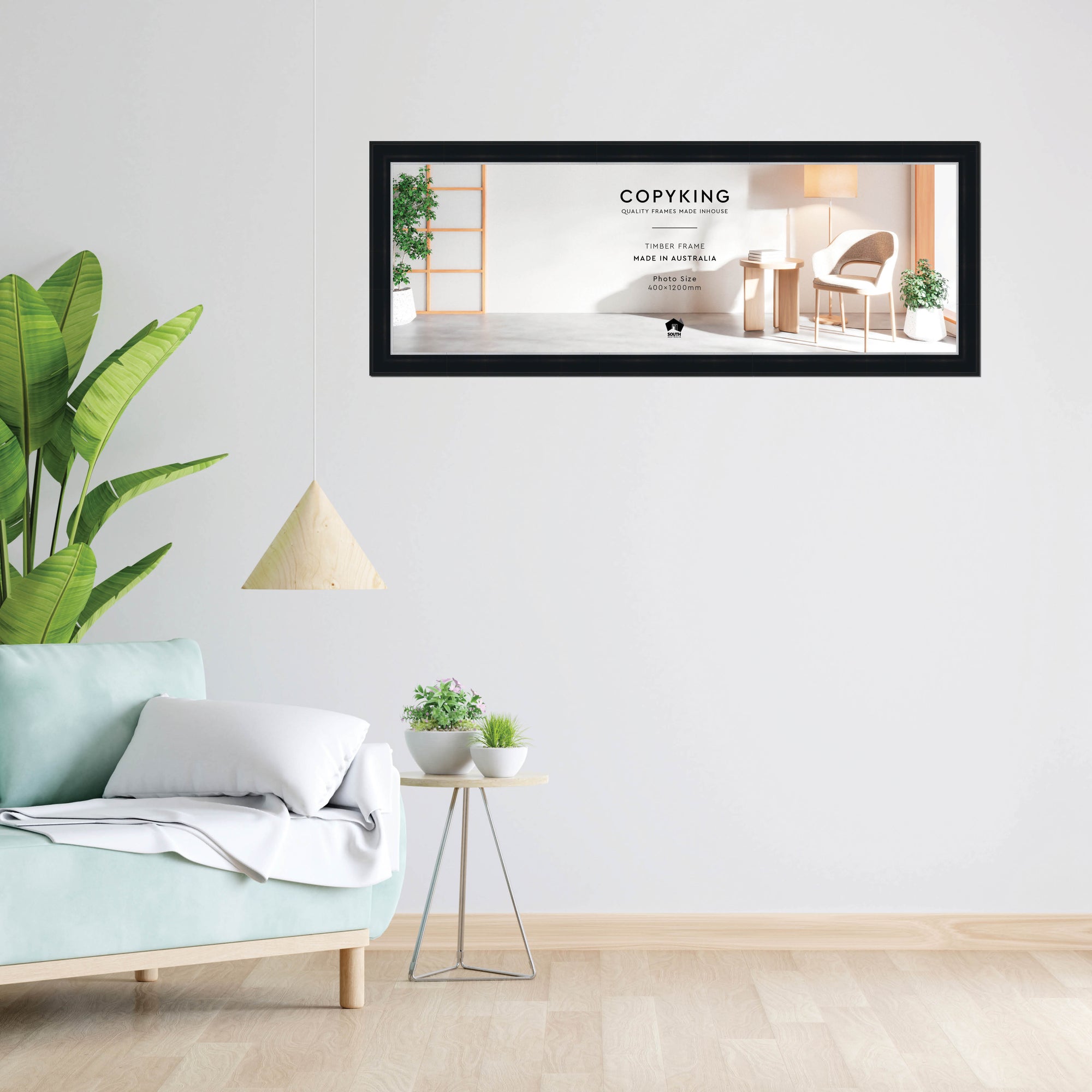 Black/Silver 50mm Wood Panoramic Photo Frame - 40cm x 120cm