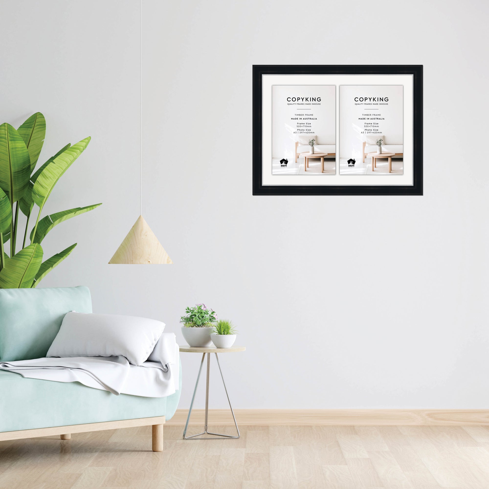 Black/Silver 50mm Wood Certificate Frame - 520mm x 710mm - 2 Certificates (A3)