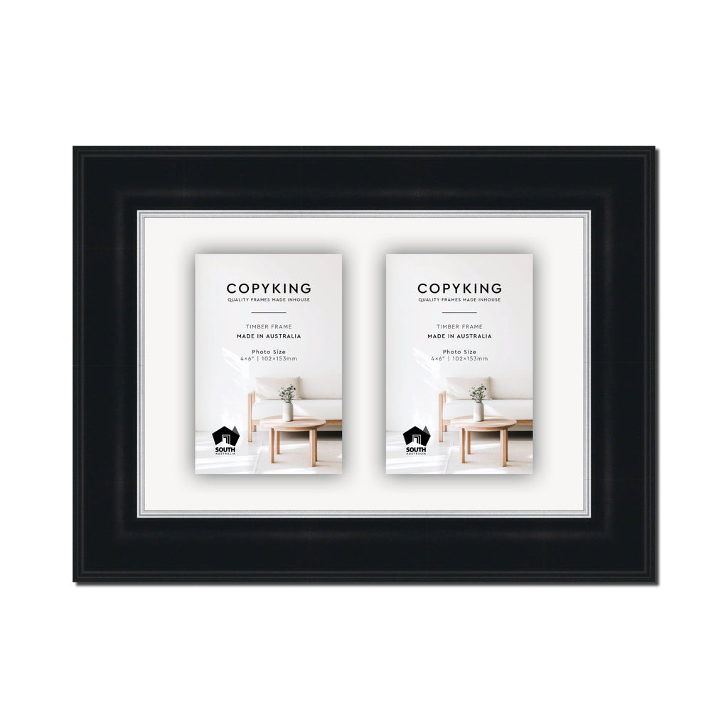 Black/Silver 50mm Wood Collage Photo Frame - 8" x 12" - 2 Photos (4" x 6")
