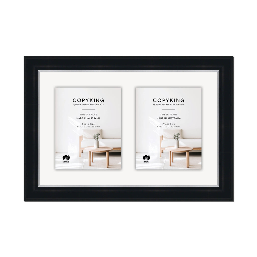 Black/Silver 50mm Wood Collage Photo Frame - 14" x 22" - 2 Photos (8" x 10")