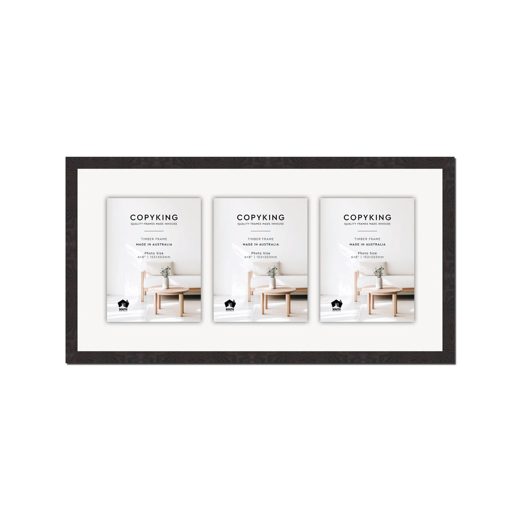 Botanica Black 20mm Wood Collage Photo Frame - 12" x 24" - 3 Photos (6" x 8")