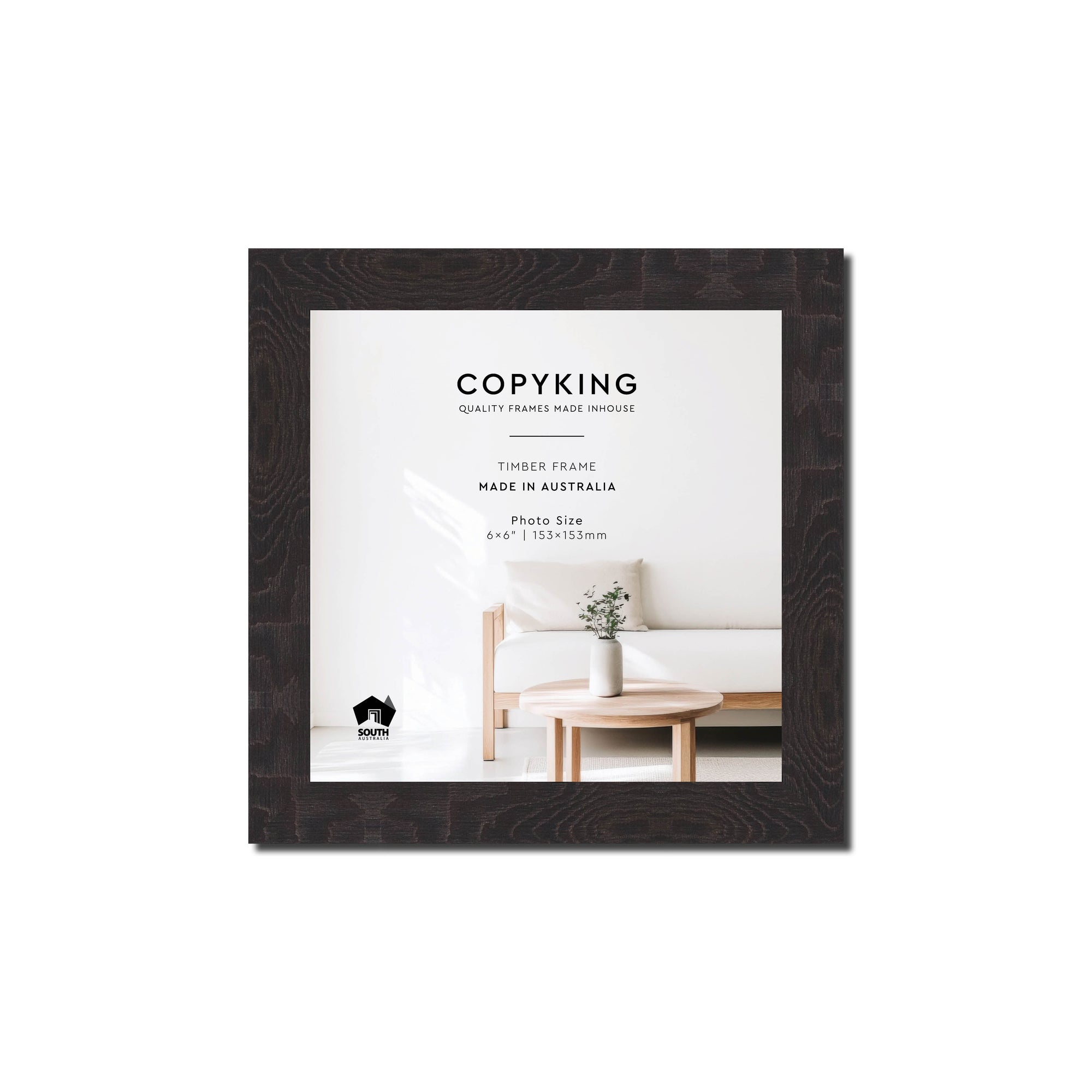 Botanica Black 20mm Wood Square Photo Frame - 6" x 6" (153mm x 153mm)