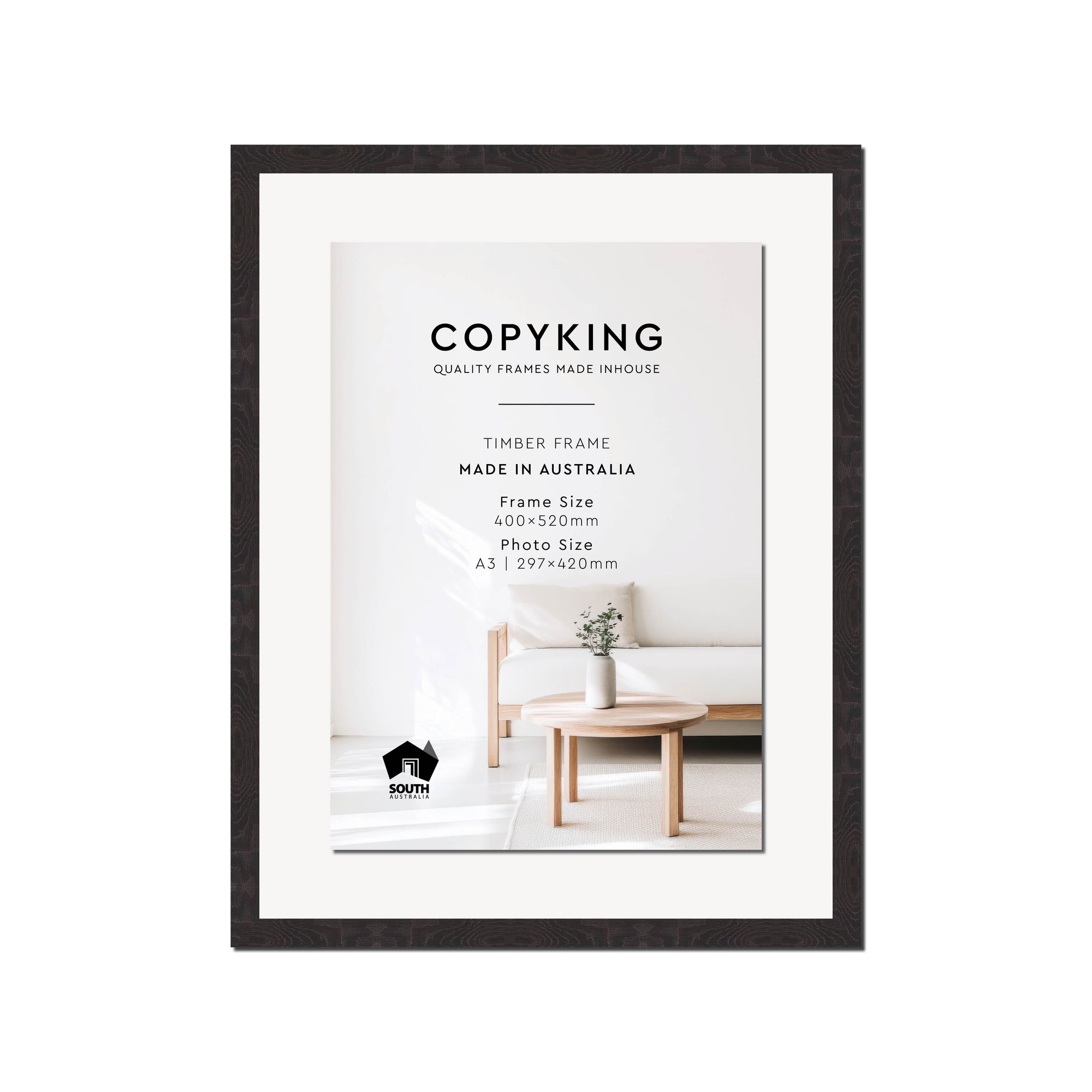 Botanica Black 20mm Wood Certificate Frame - 400mm x 520mm - 1 Certificates (A3)