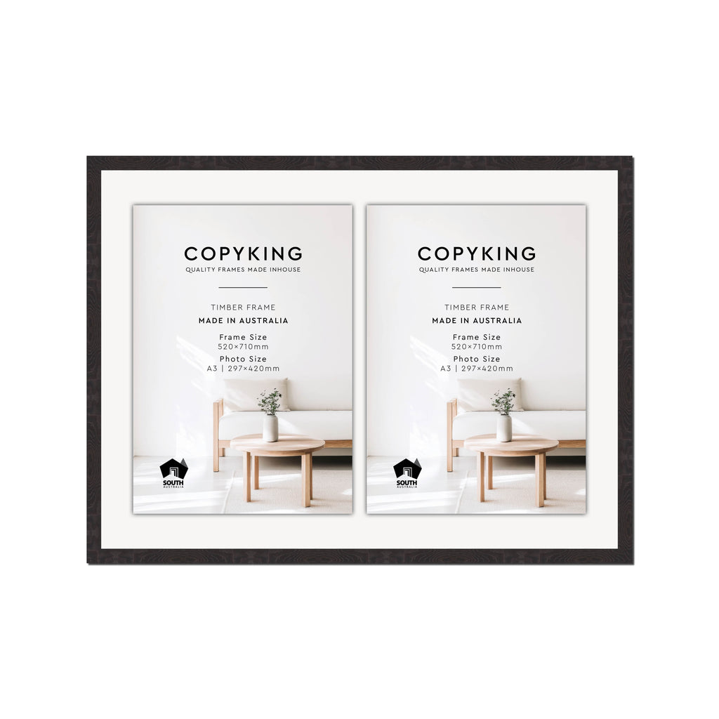 Botanica Black 20mm Wood Certificate Frame - 520mm x 710mm - 2 Certificates (A3)