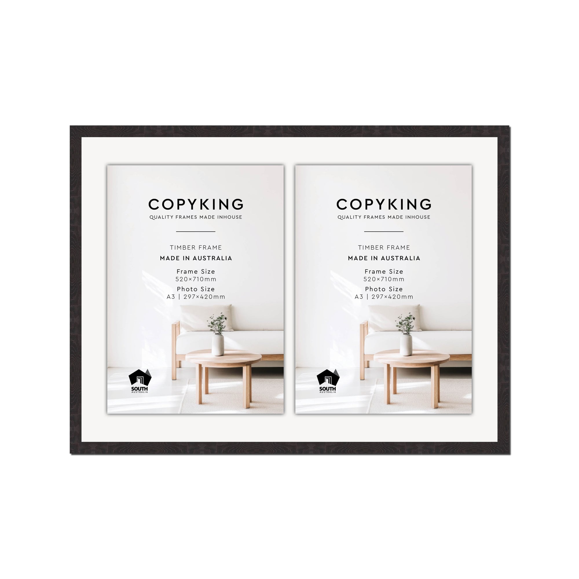 Botanica Black 20mm Wood Certificate Frame - 520mm x 710mm - 2 Certificates (A3)