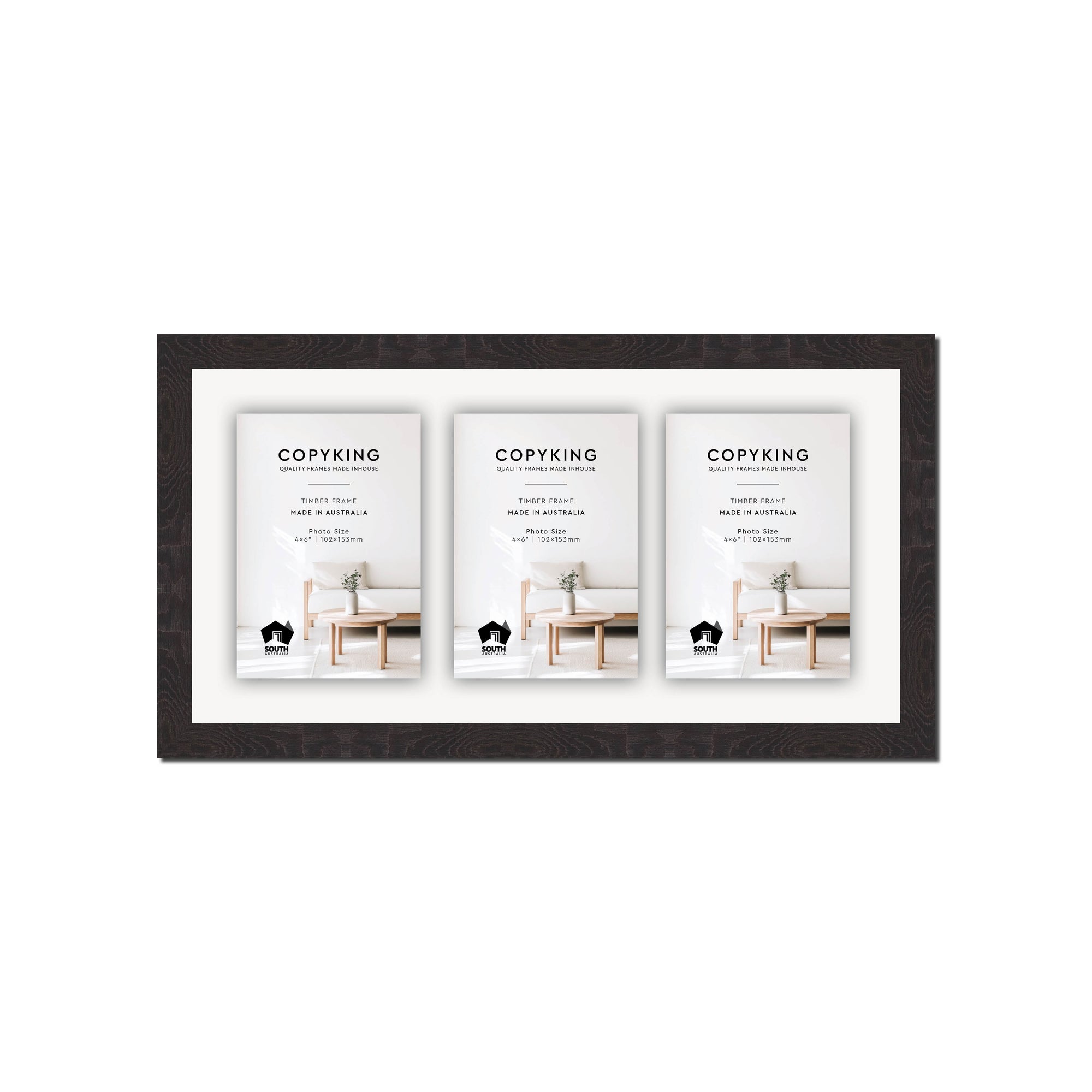 Botanica Black 20mm Wood Collage Photo Frame - 8" x 16" - 3 Photos (4" x 6")