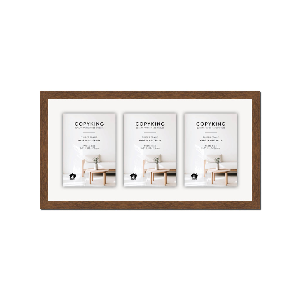 Botanica Chocolate 20mm Wood Collage Photo Frame - 10" x 20" - 3 Photos (5" x 7")