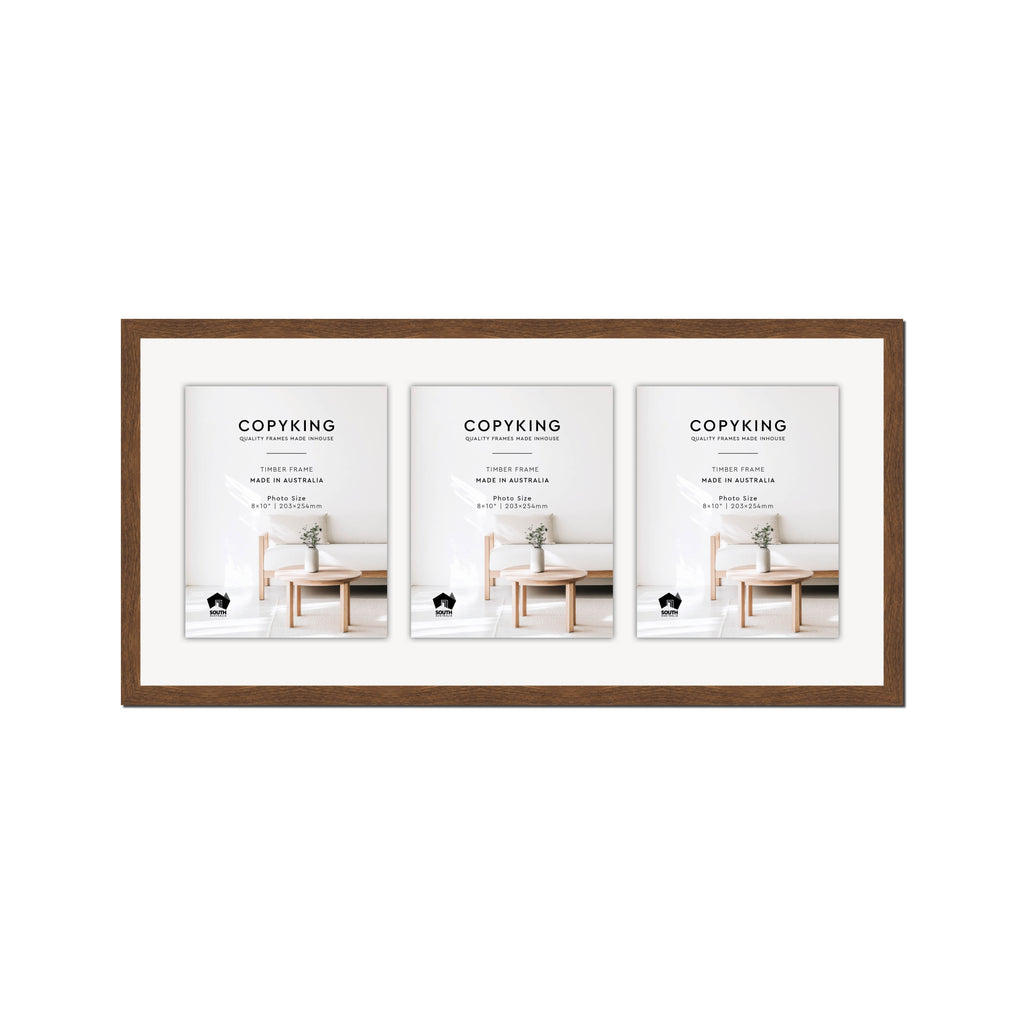 Botanica Chocolate 20mm Wood Collage Photo Frame - 14" x 30" - 3 Photos (8" x 10")