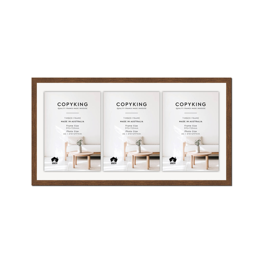 Botanica Chocolate 20mm Wood Certificate Frame - 370mm x 720mm - 3 Certificates (A4)