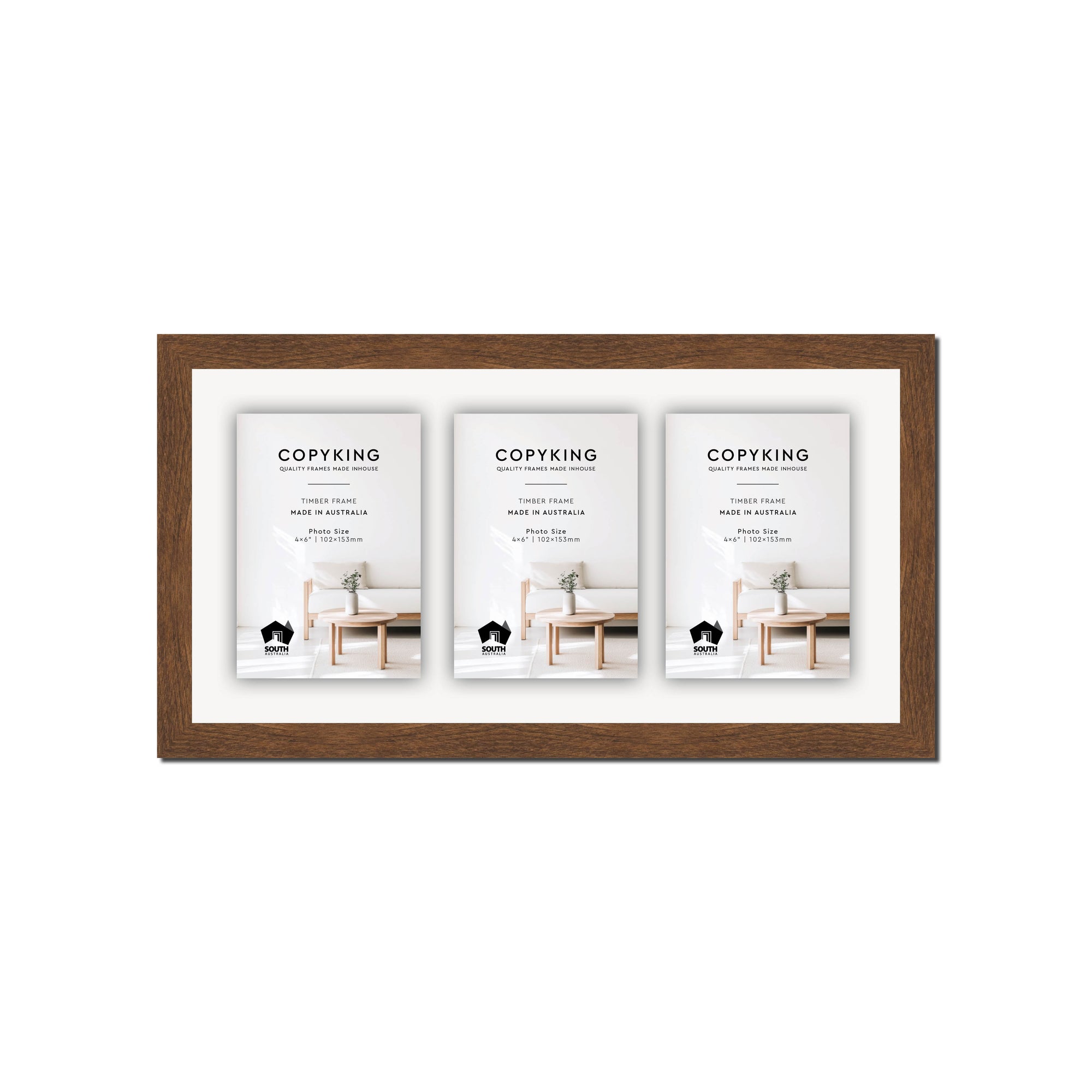 Botanica Chocolate 20mm Wood Collage Photo Frame - 8" x 16" - 3 Photos (4" x 6")