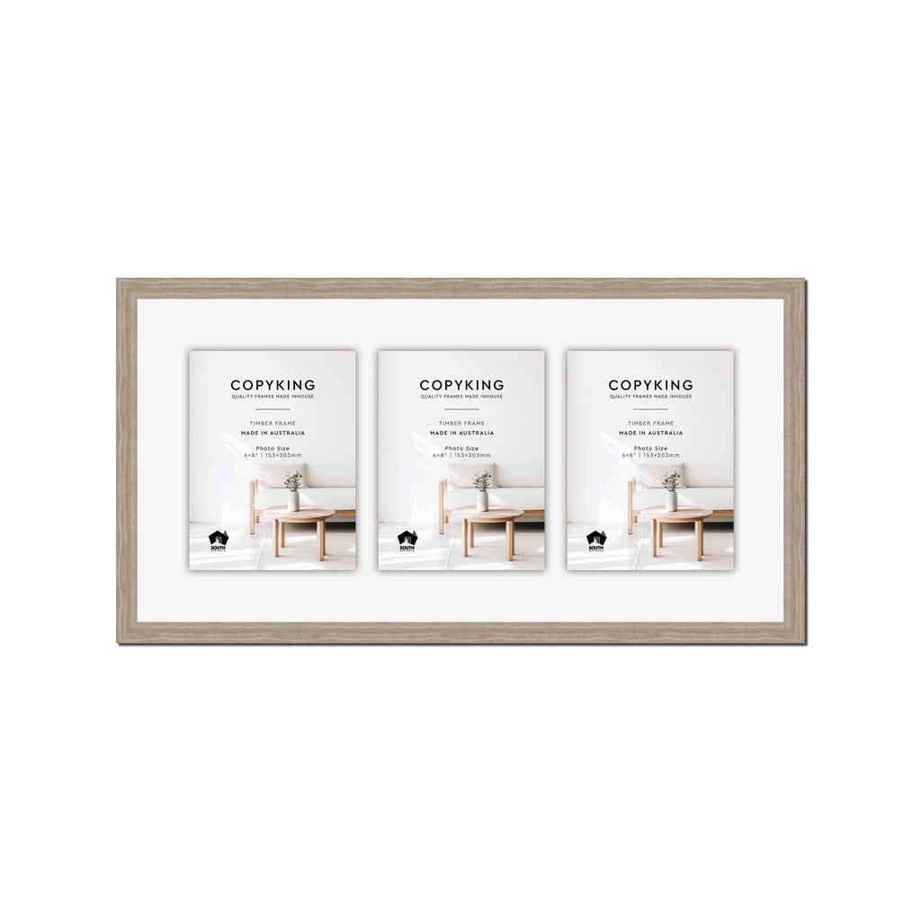 Botanica Taupe 20mm Wood Collage Photo Frame - 12" x 24" - 3 Photos (6" x 8")