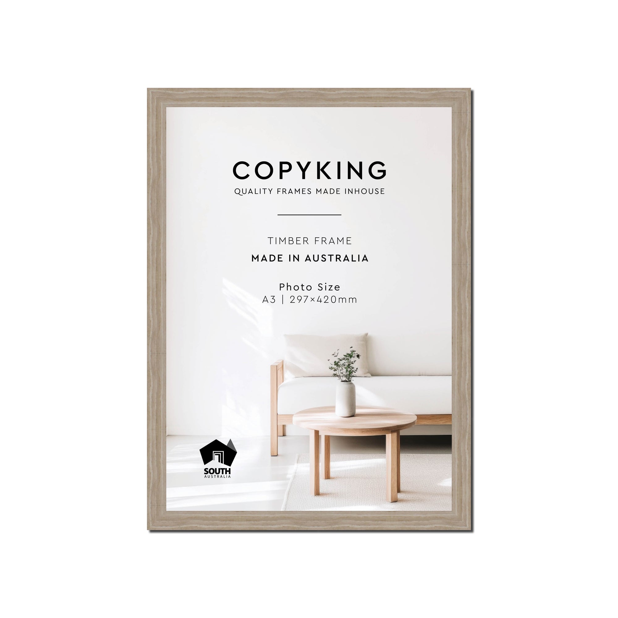 Botanica Taupe 20mm Wood Poster Frame - A3 (297mm x 420mm)