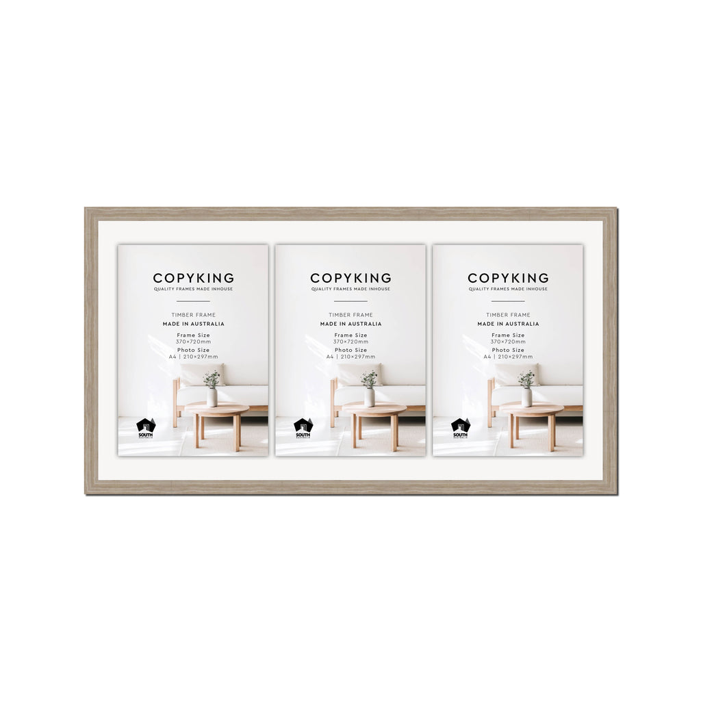 Botanica Taupe 20mm Wood Certificate Frame - 370mm x 720mm - 3 Certificates (A4)