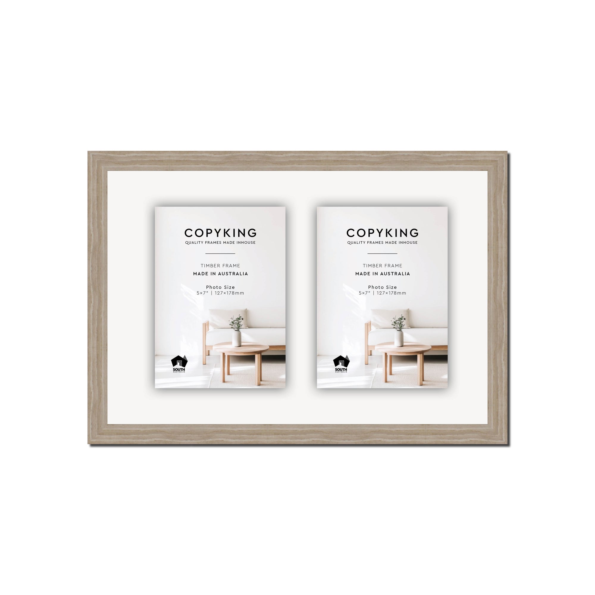 Botanica Taupe 20mm Wood Collage Photo Frame - 10" x 15" - 2 Photos (5" x 7")