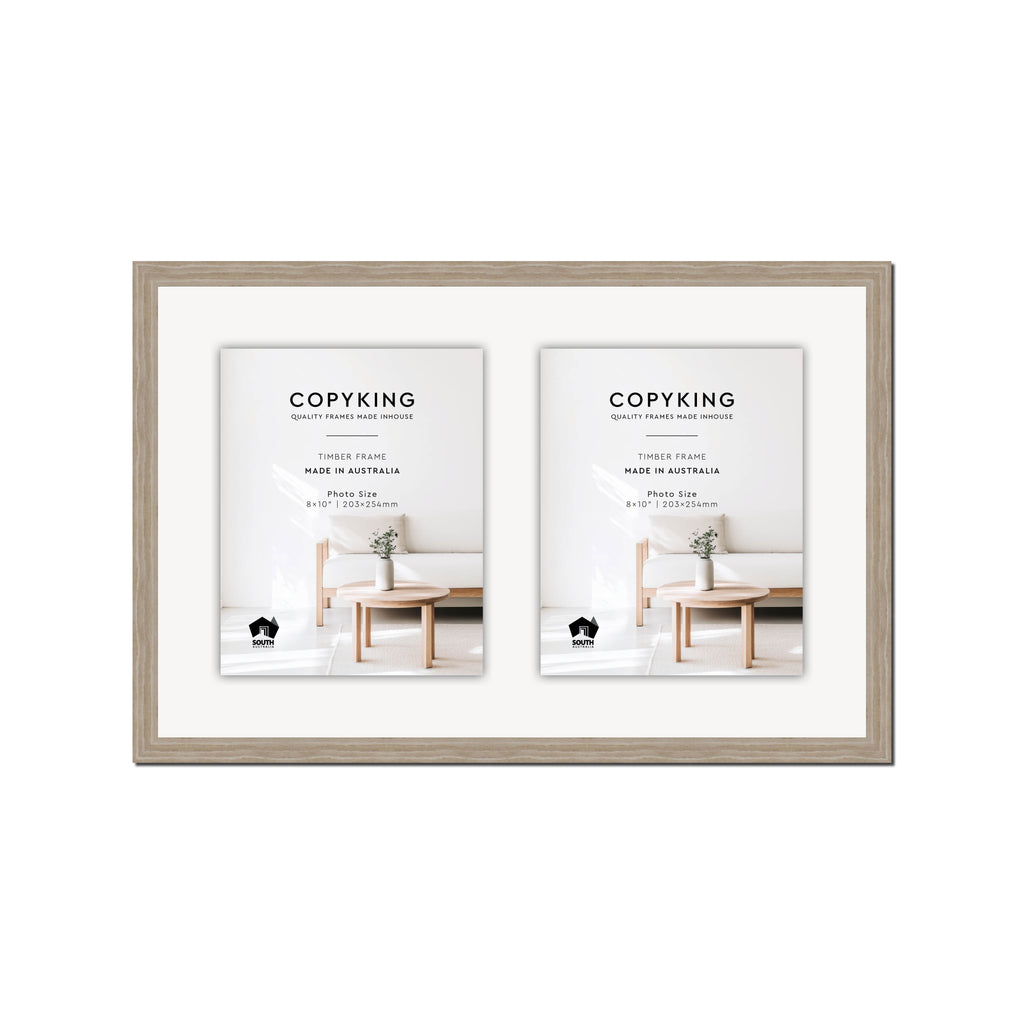 Botanica Taupe 20mm Wood Collage Photo Frame - 14" x 22" - 2 Photos (8" x 10")