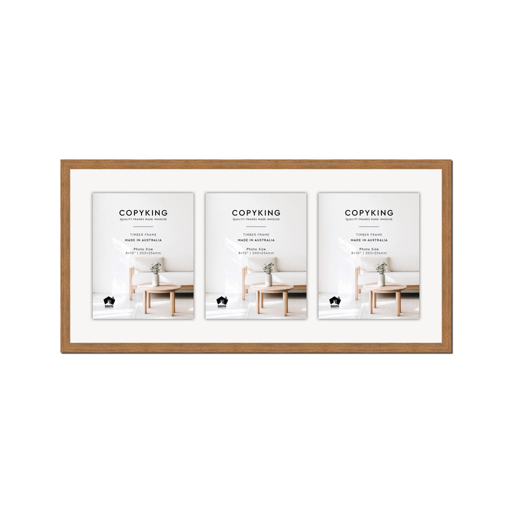 Botanica Teak 20mm Wood Collage Photo Frame - 14" x 30" - 3 Photos (8" x 10")
