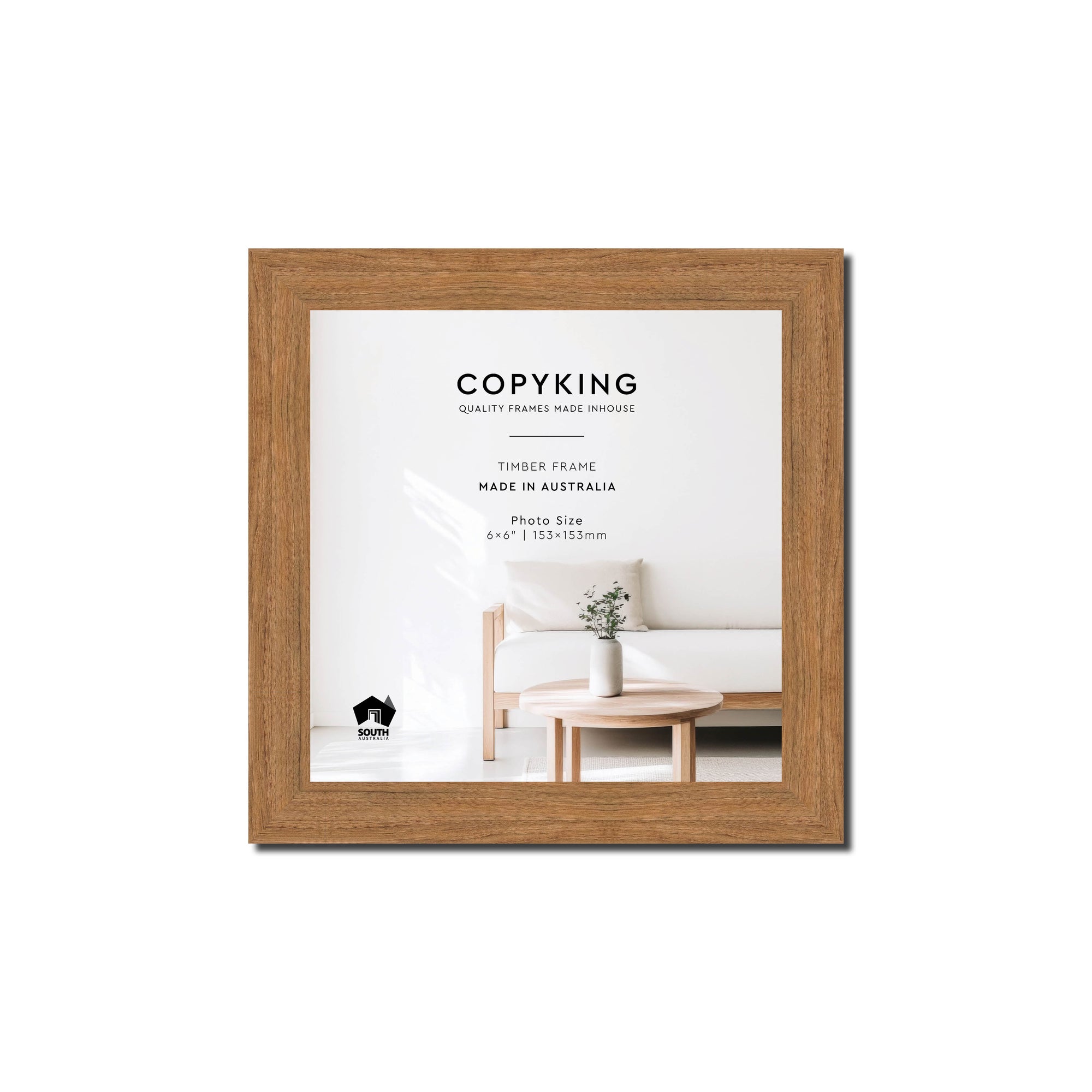 Botanica Teak 20mm Wood Square Photo Frame - 6" x 6" (153mm x 153mm)