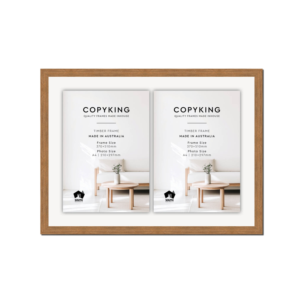 Botanica Teak 20mm Wood Certificate Frame - 370mm x 510mm - 2 Certificates (A4)