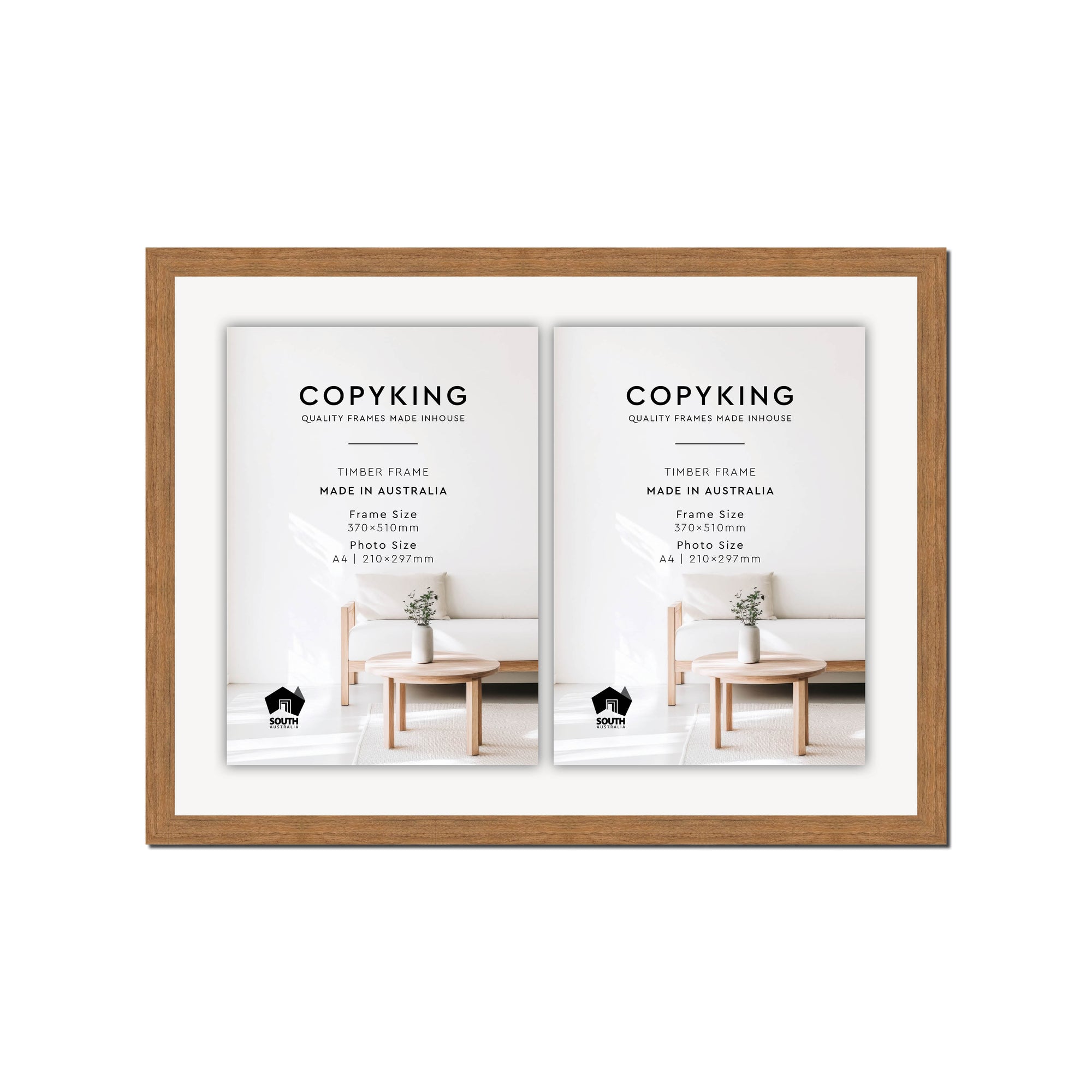 Botanica Teak 20mm Wood Certificate Frame - 370mm x 510mm - 2 Certificates (A4)