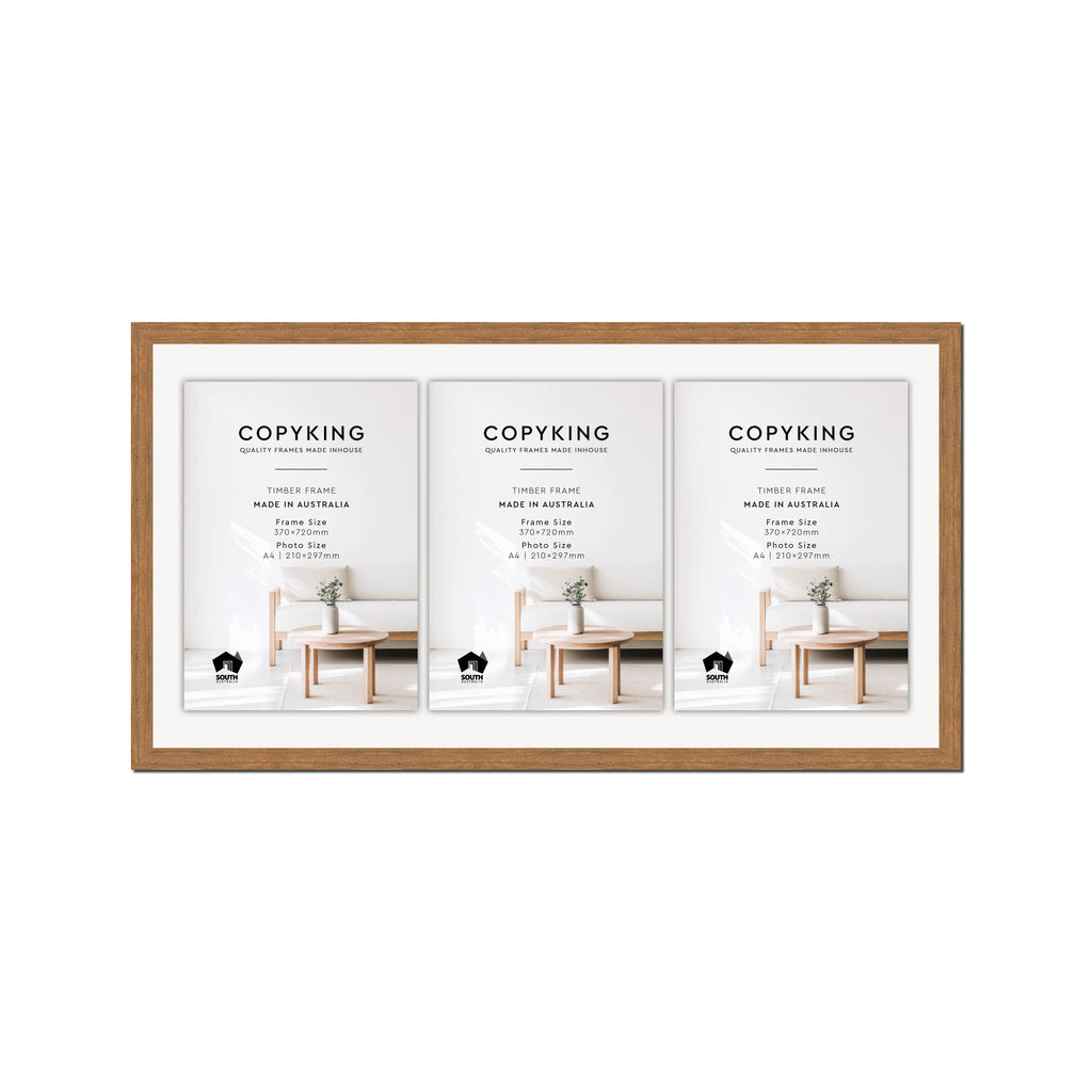 Botanica Teak 20mm Wood Certificate Frame - 370mm x 720mm - 3 Certificates (A4)