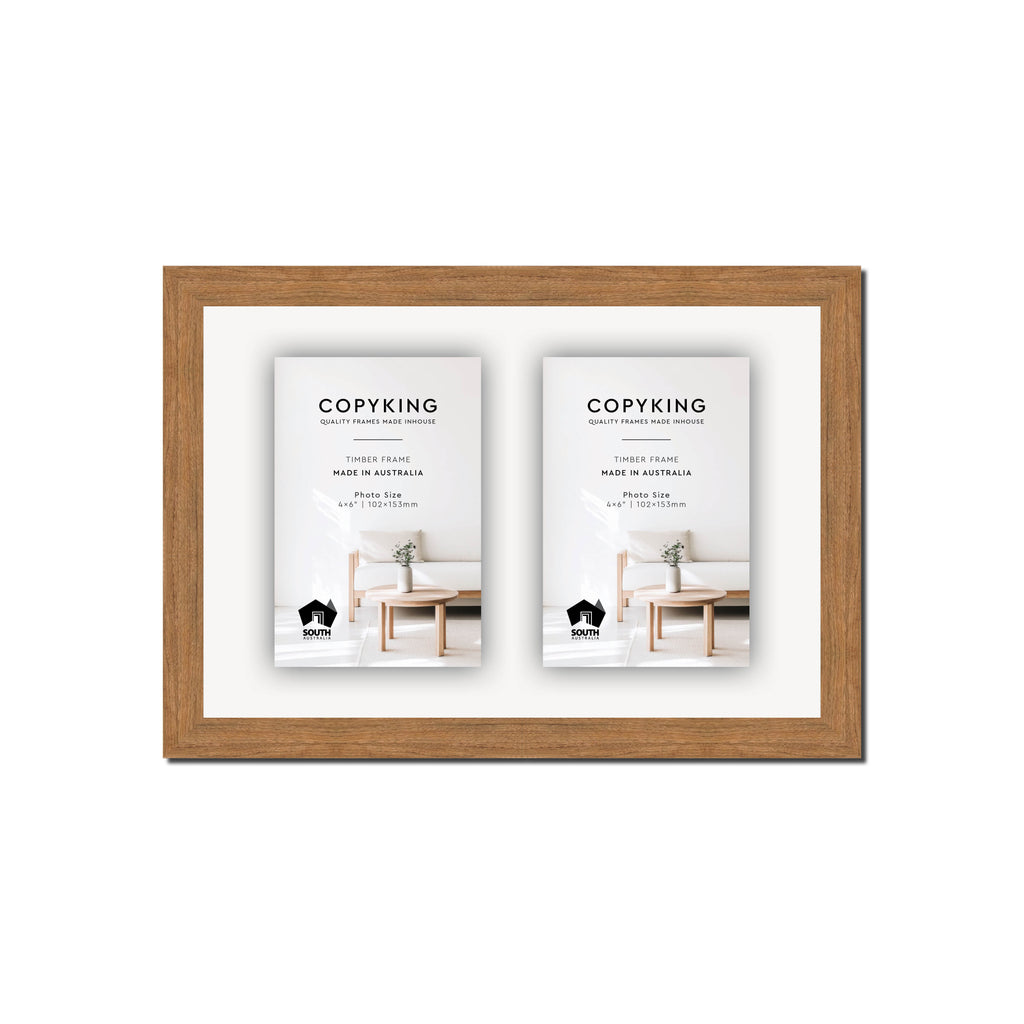 Botanica Teak 20mm Wood Collage Photo Frame - 8" x 12" - 2 Photos (4" x 6")