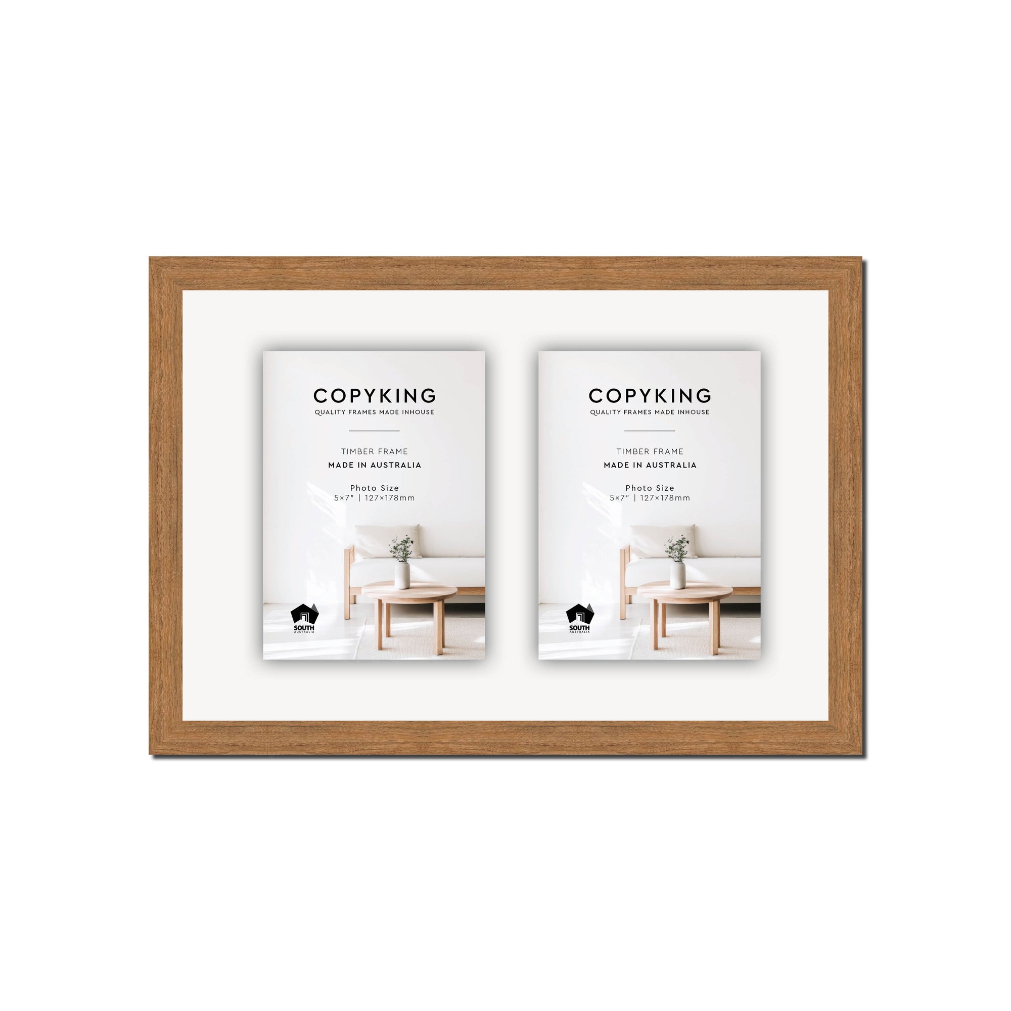 Botanica Teak 20mm Wood Collage Photo Frame - 10" x 15" - 2 Photos (5" x 7")