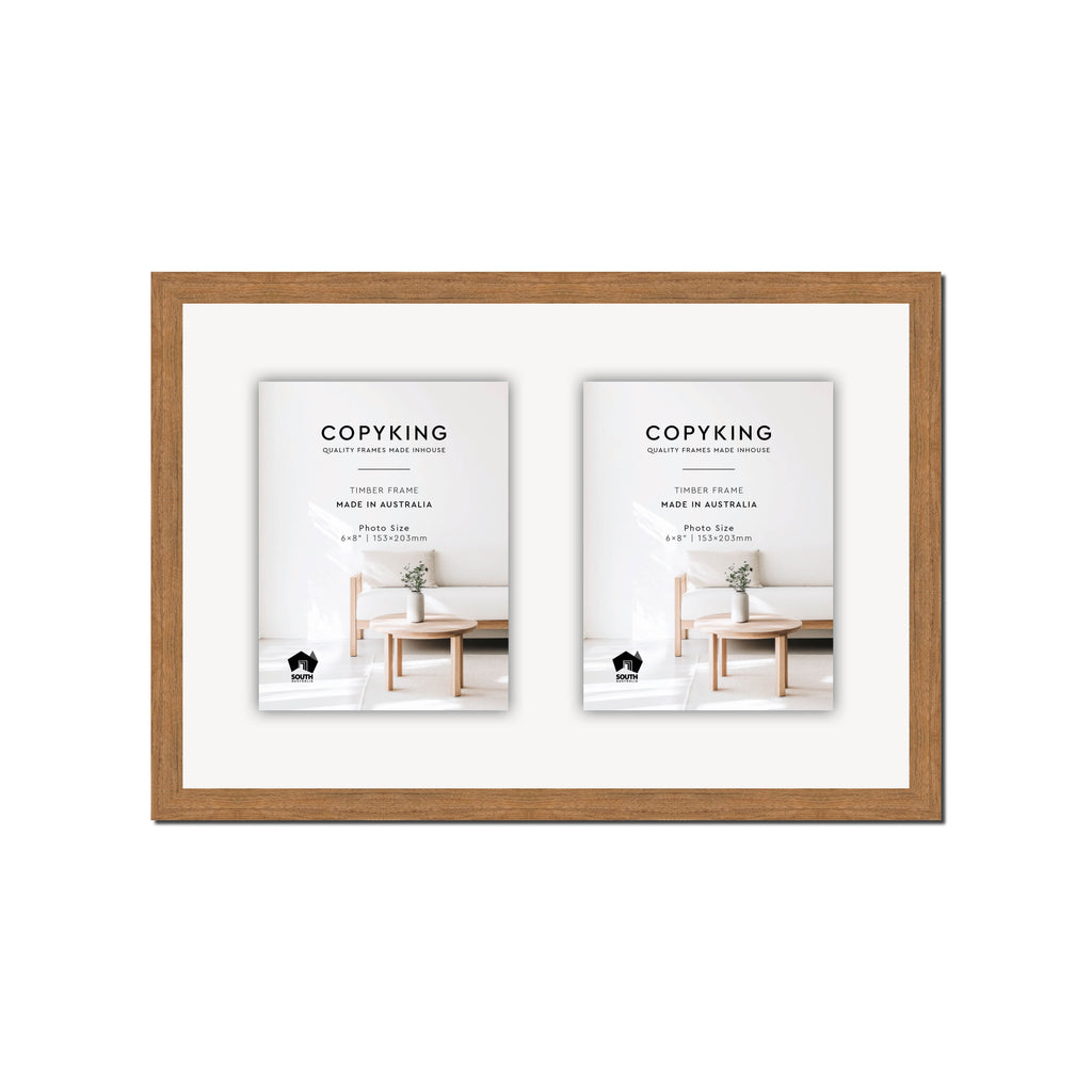 Botanica Teak 20mm Wood Collage Photo Frame - 12" x 18" - 2 Photos (6" x 8")
