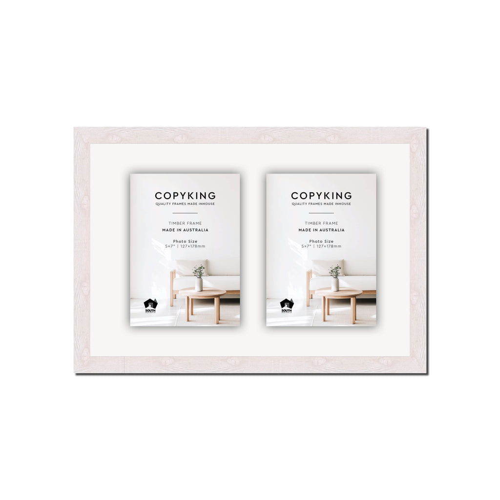 Botanica White 20mm Wood Collage Photo Frame - 10" x 15" - 2 Photos (5" x 7")