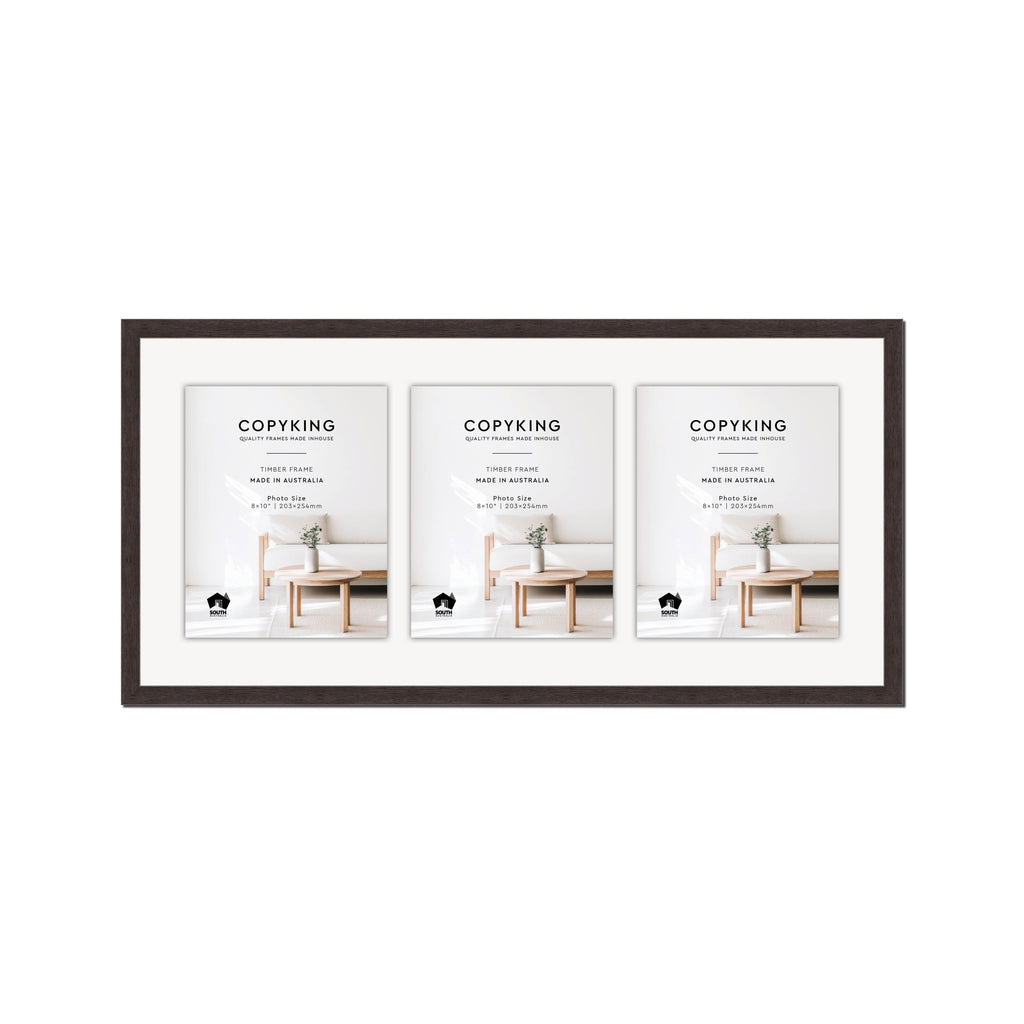 Charcoal 20mm Wood Collage Photo Frame - 14" x 30" - 3 Photos (8" x 10")