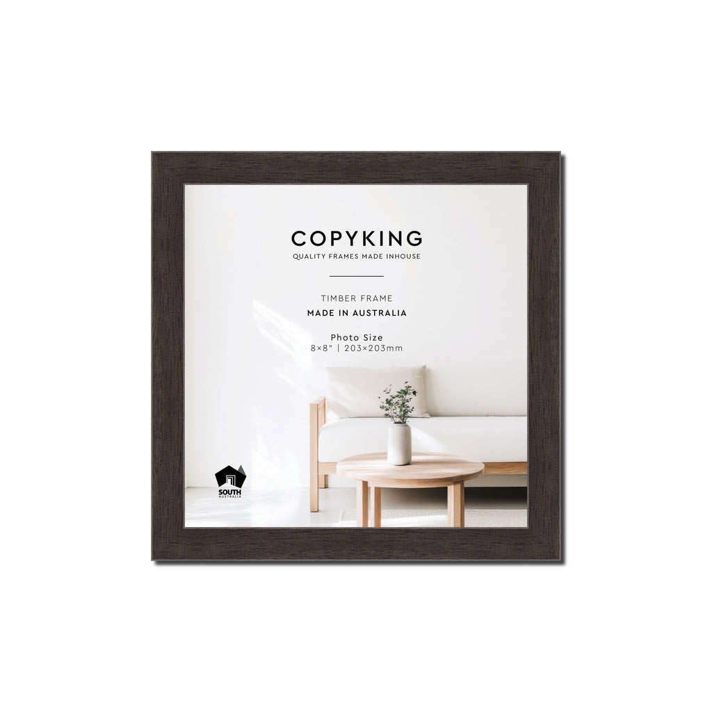 Charcoal 20mm Wood Square Photo Frame - 8" x 8" (203mm x 203mm)